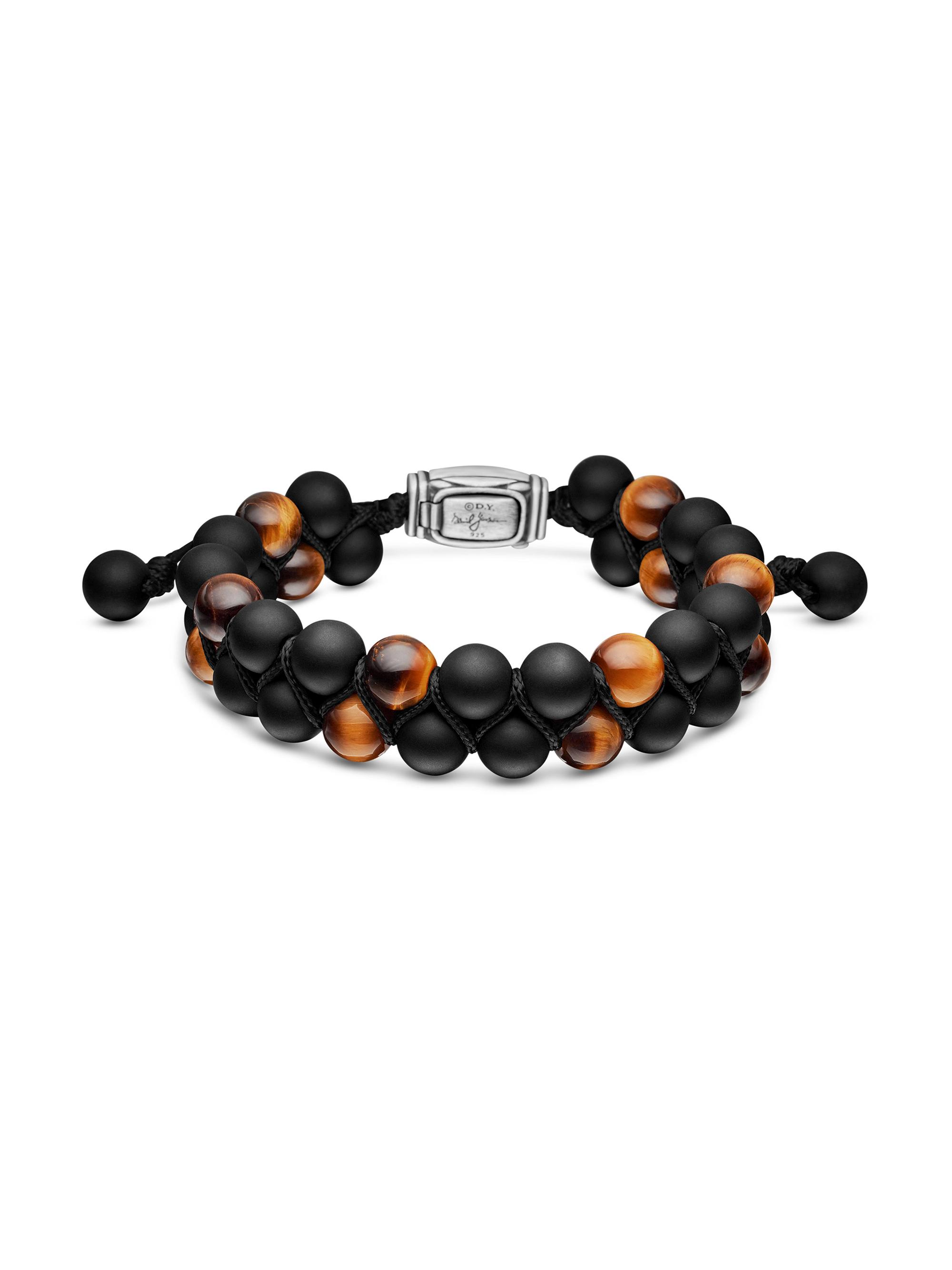 David Yurman Men's Spiritual Beads Two Row Woven Bracelet with Black Onyx and Tiger's Eye - Black Onyx