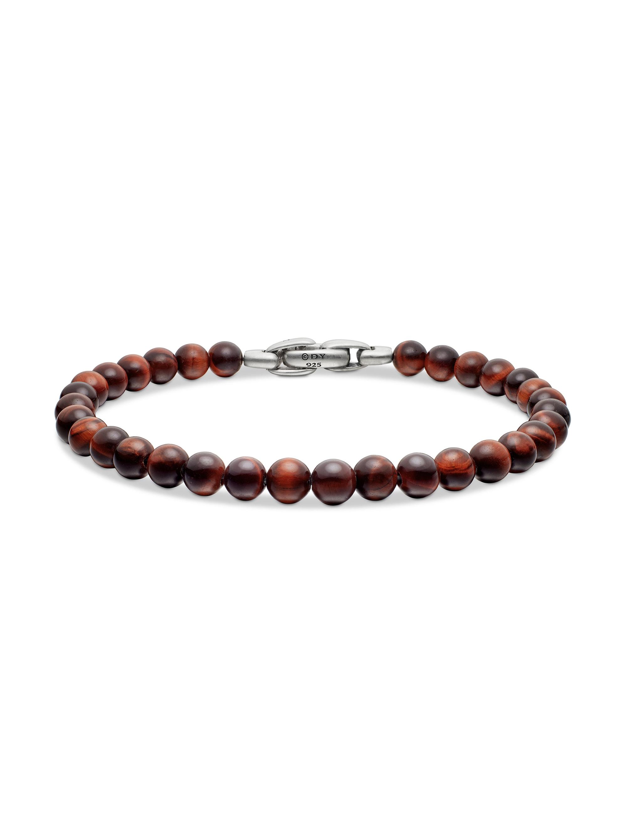 David Yurman Men's Spiritual Beads Bracelet in Sterling Silver - Red Tigers Eye