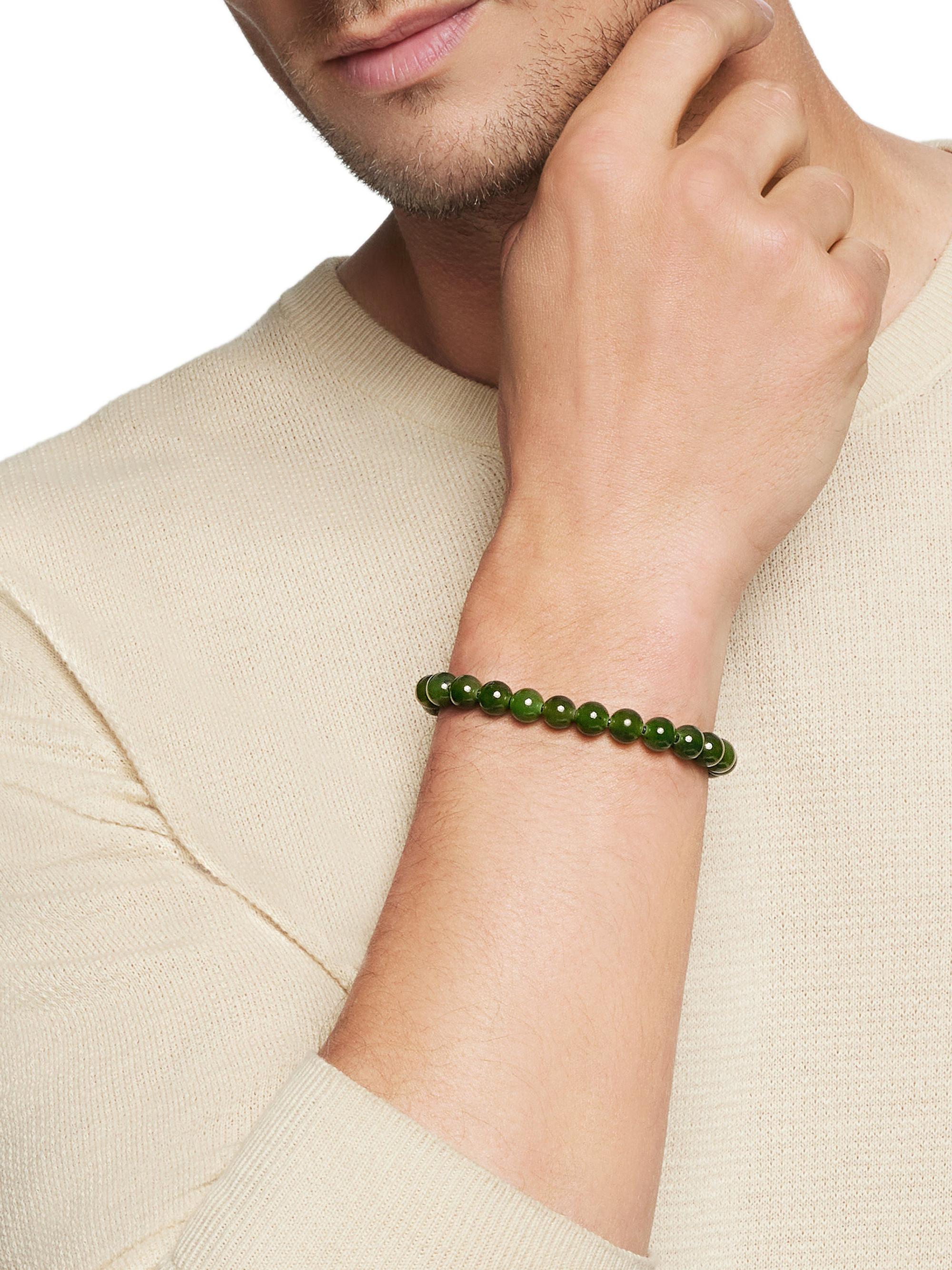 David Yurman Men's Spiritual Beads Bracelet in Sterling Silver - Nephrite