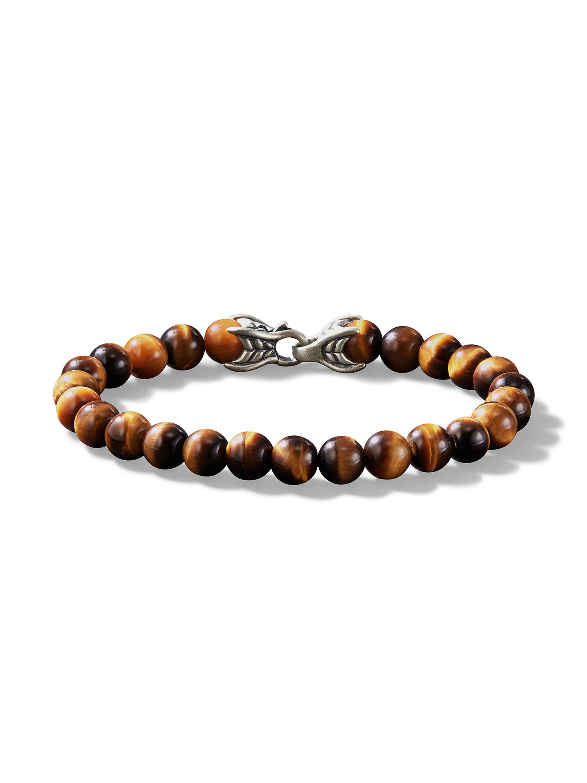 David Yurman Men's Spiritual Beads Bracelet in Sterling Silver - Tigers Eye