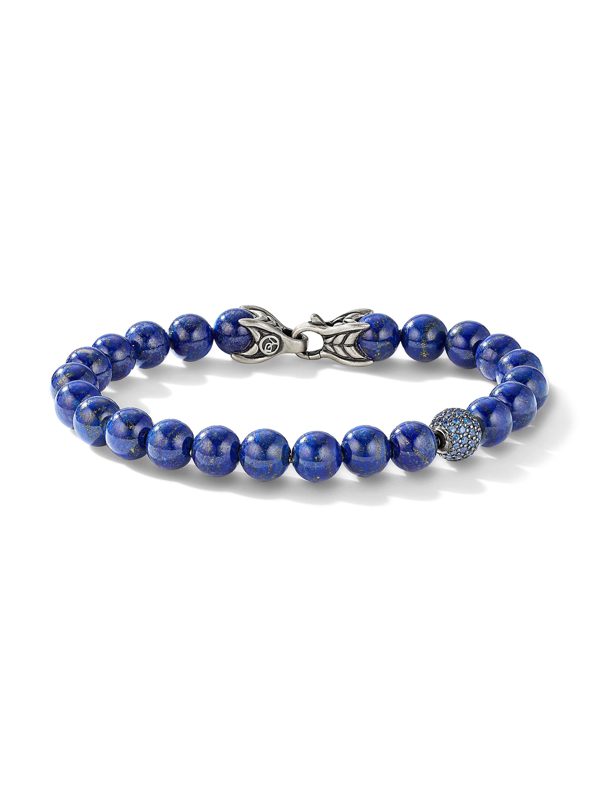 David Yurman Men's Spiritual Beads Bracelet in Sterling Silver - Lapis Lazuli