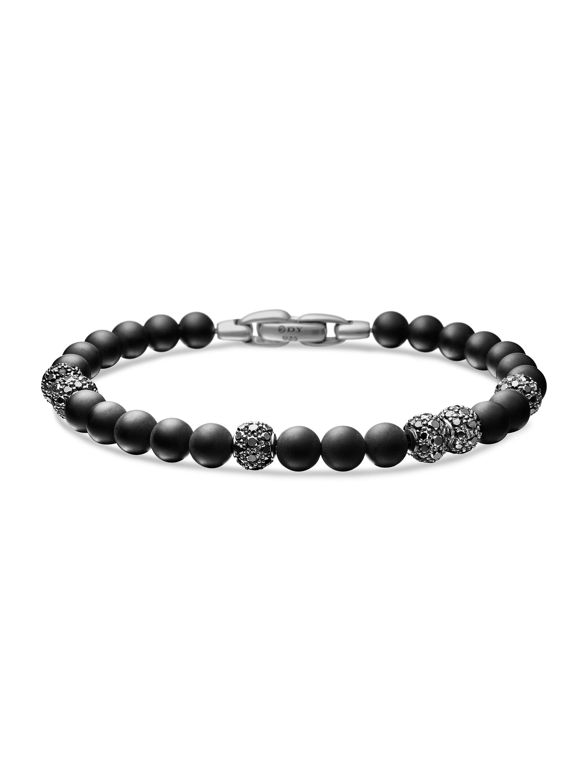 David Yurman Men's Spiritual Beads Bracelet in Sterling Silver - Tigers Eye