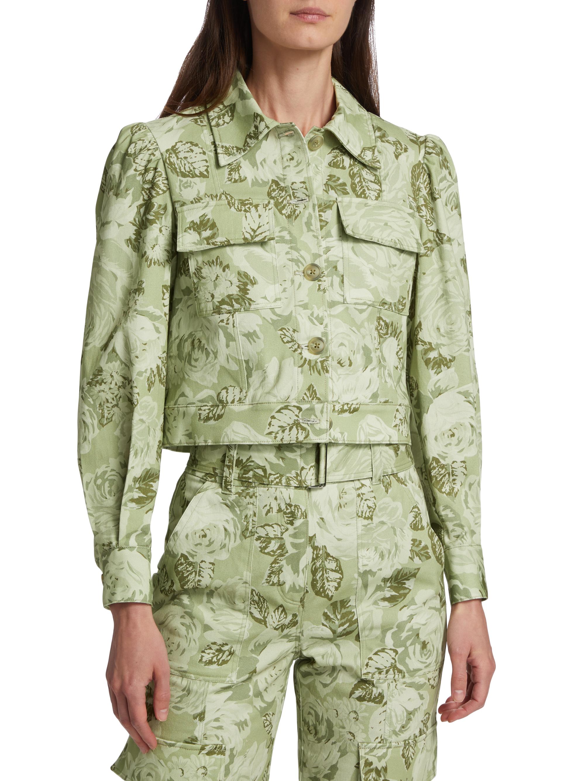 Derek Lam 10 Crosby Women's Chloe Floral Puff-Sleeve Cargo Jacket - Ivy Multi | Thumbnail 3