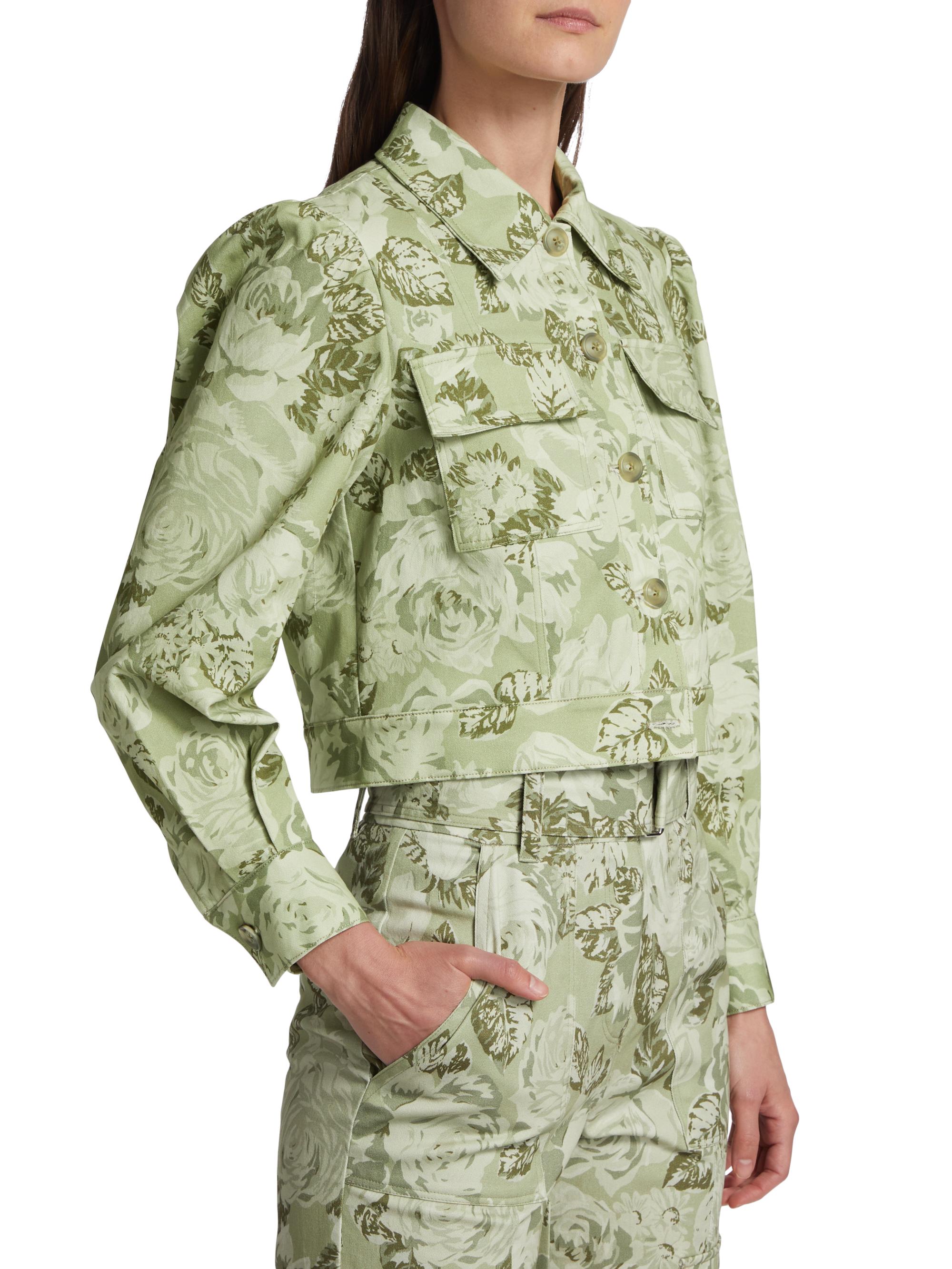 Derek Lam 10 Crosby Women's Chloe Floral Puff-Sleeve Cargo Jacket - Ivy Multi | Thumbnail 4