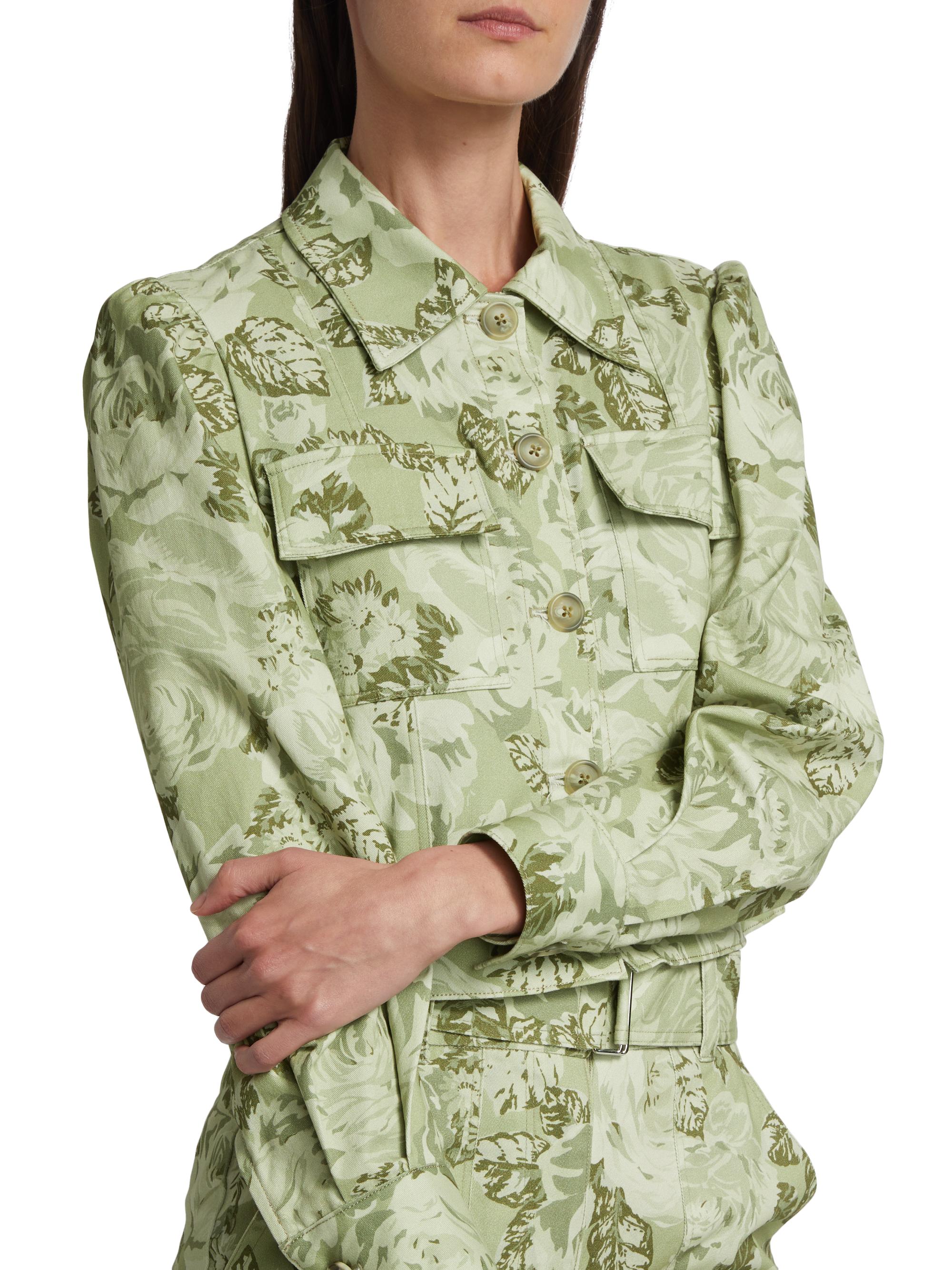 Derek Lam 10 Crosby Women's Chloe Floral Puff-Sleeve Cargo Jacket - Ivy Multi | Thumbnail 6