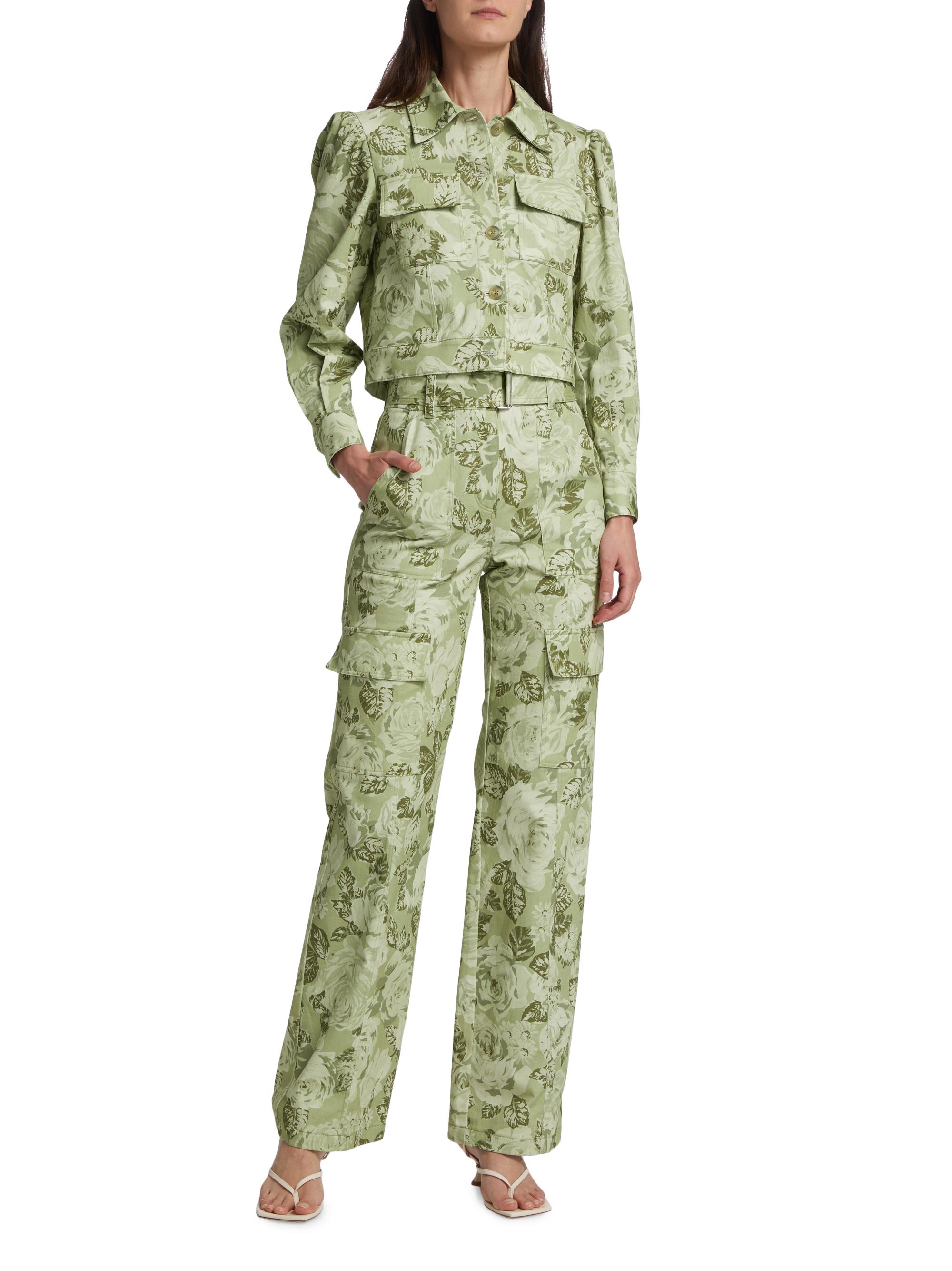 Derek Lam 10 Crosby Women's Chloe Floral Puff-Sleeve Cargo Jacket - Ivy Multi | Thumbnail 2