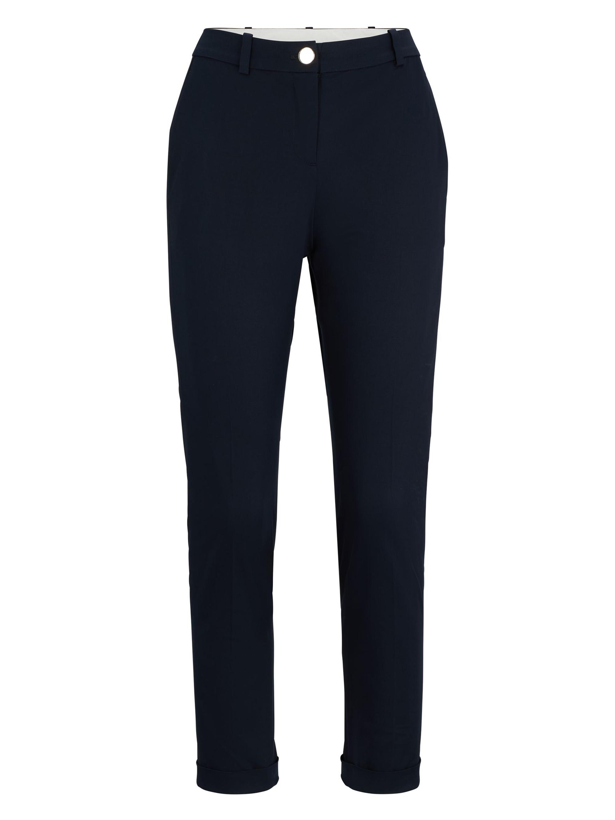 BOSS Women's Regular Fit Trousers In Stretch Cotton Twill - Dark Blue