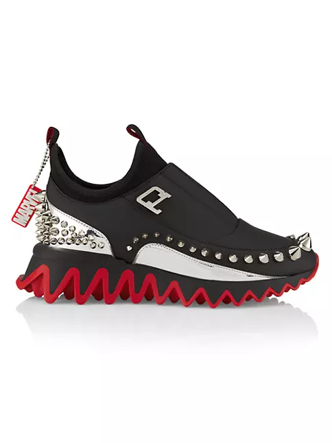 Christian Louboutin black Spike Sock Leather Sneakers