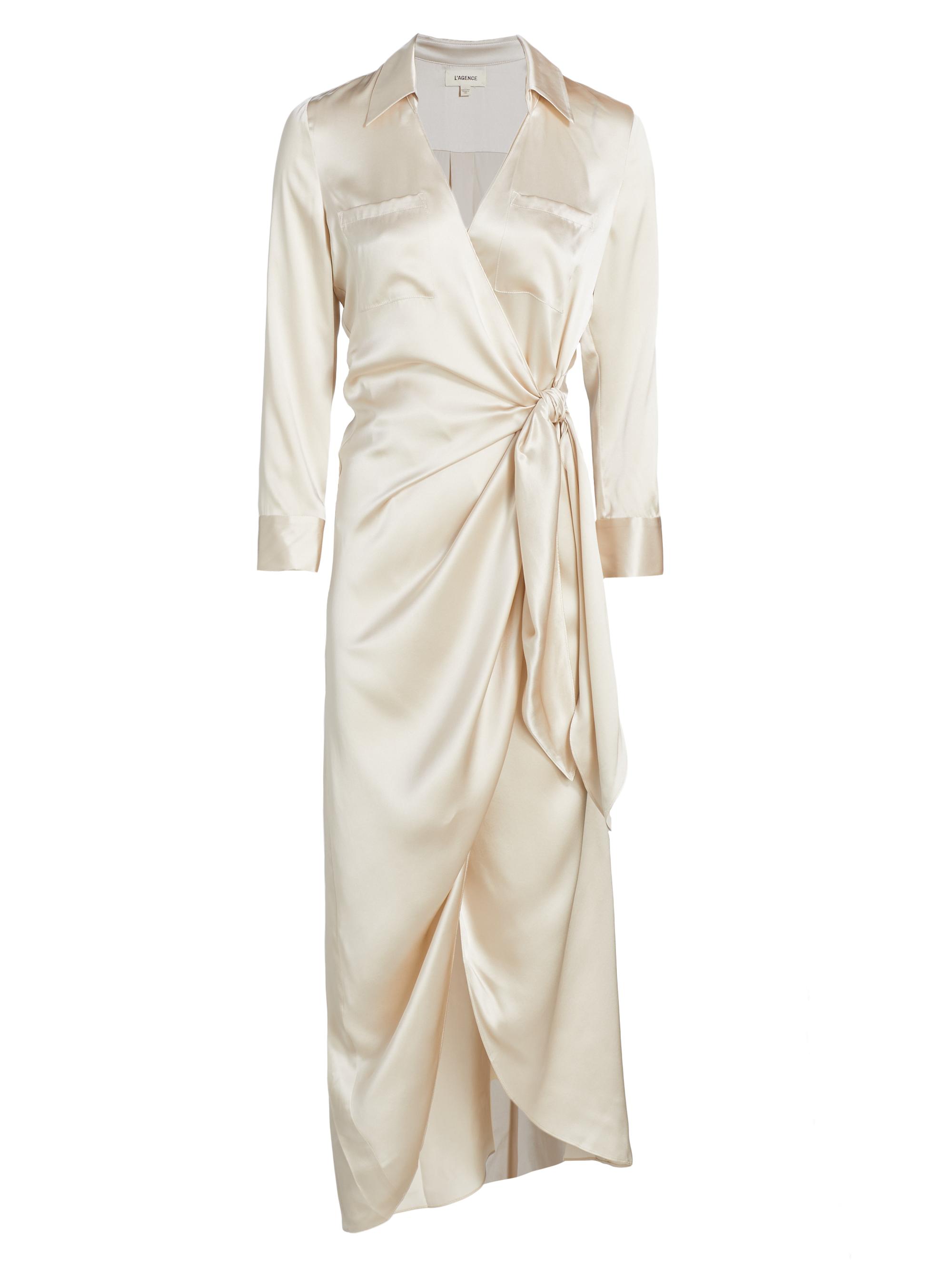 L'AGENCE Women's Kadi Silk Wrap Dress - Champagne