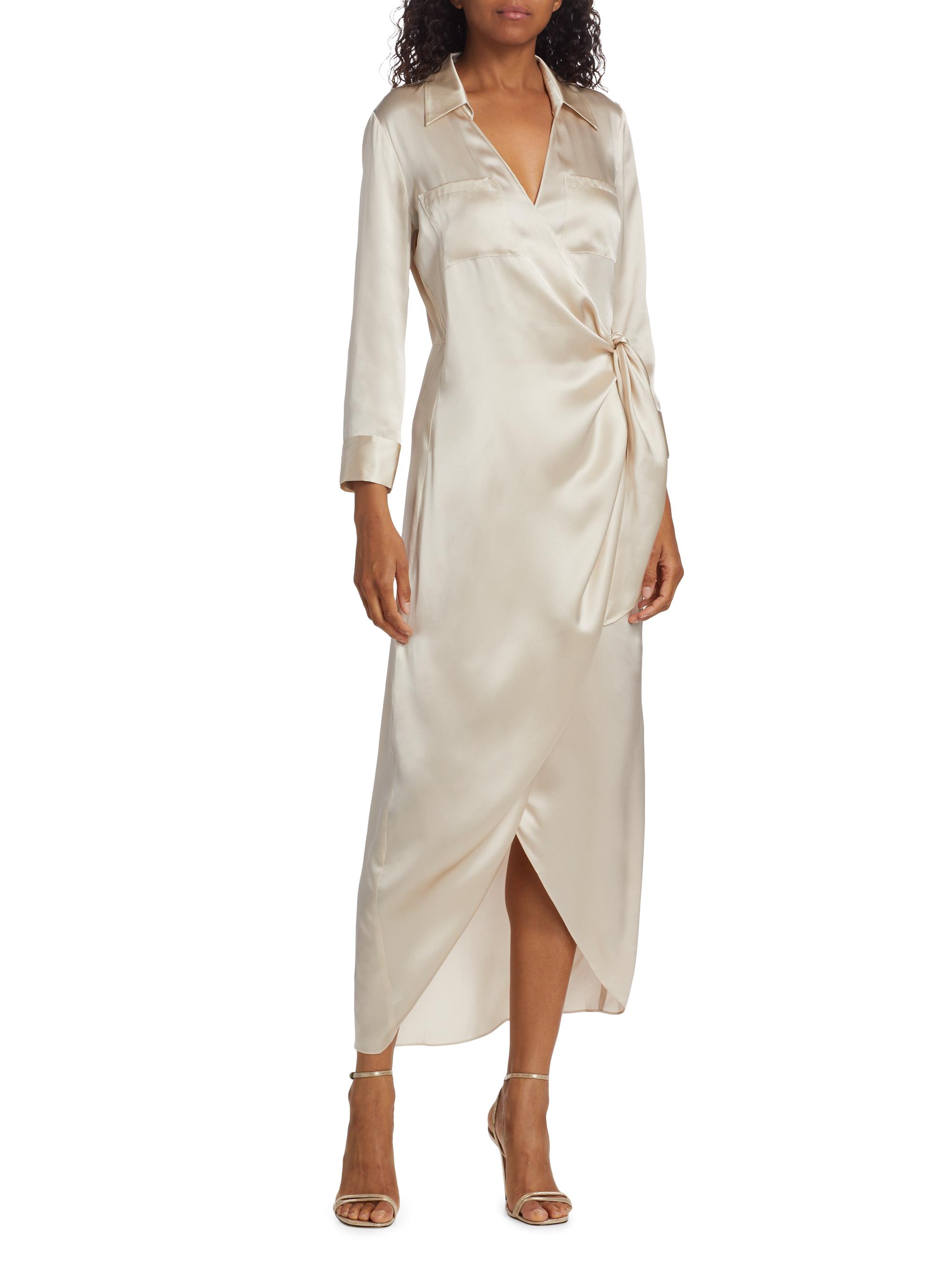 LAgence Kadi Long Silk Wrap Dress