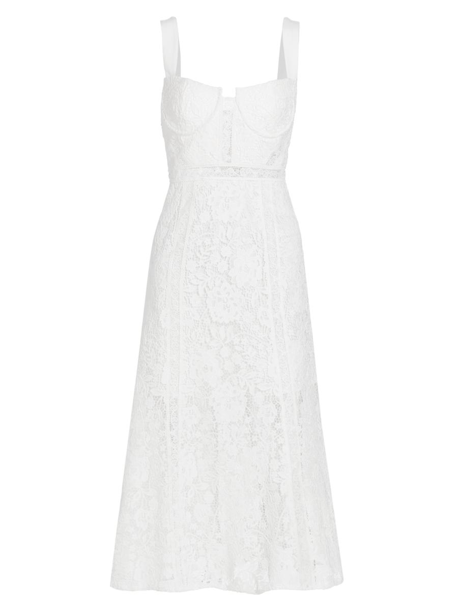 self portrait white cord lace midi dress self-portrait - White Flower Lace Midi Dress