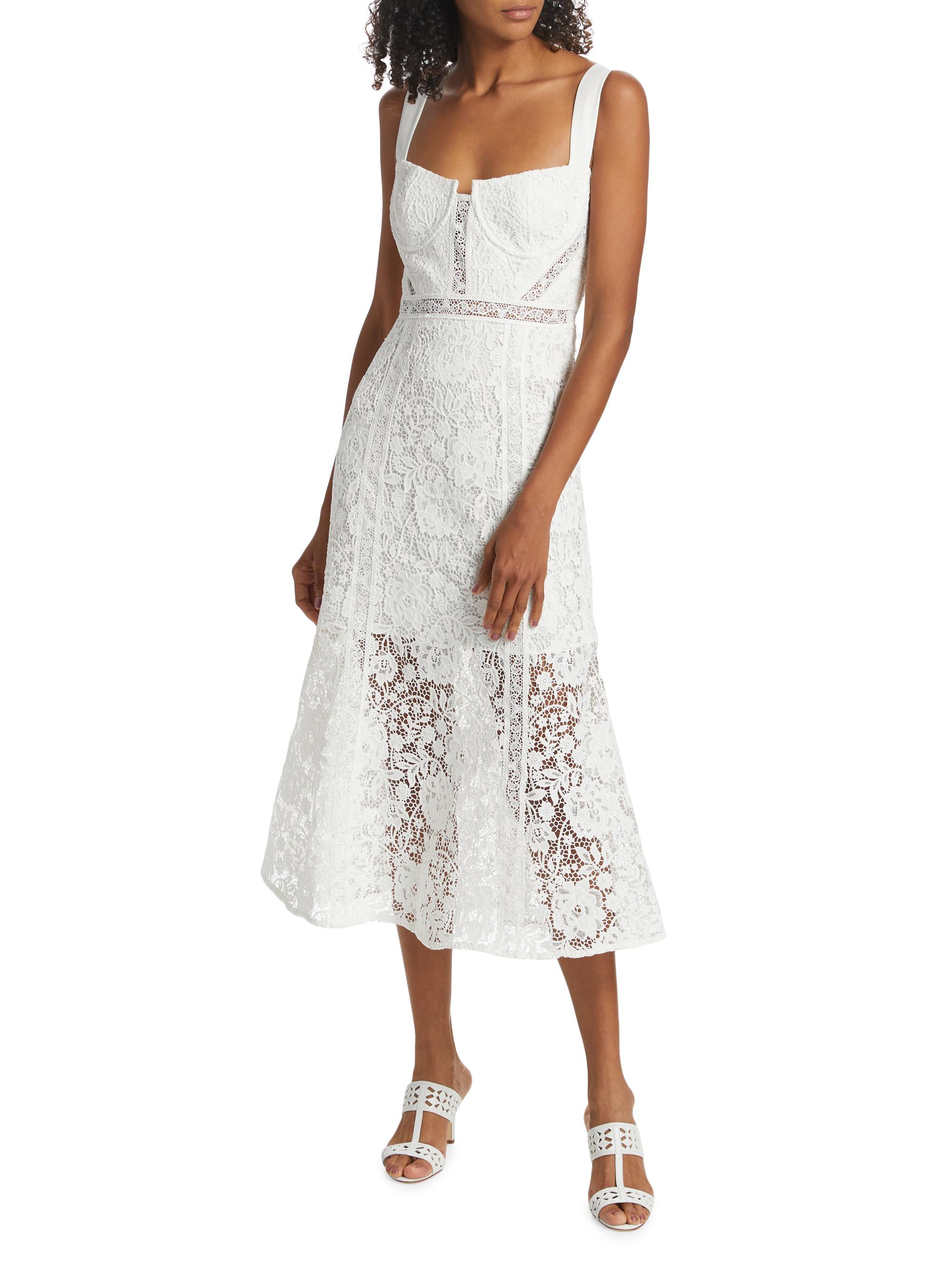 Self-Portrait Cord Lace Flared Midi-Dress | Saks Fifth Avenue