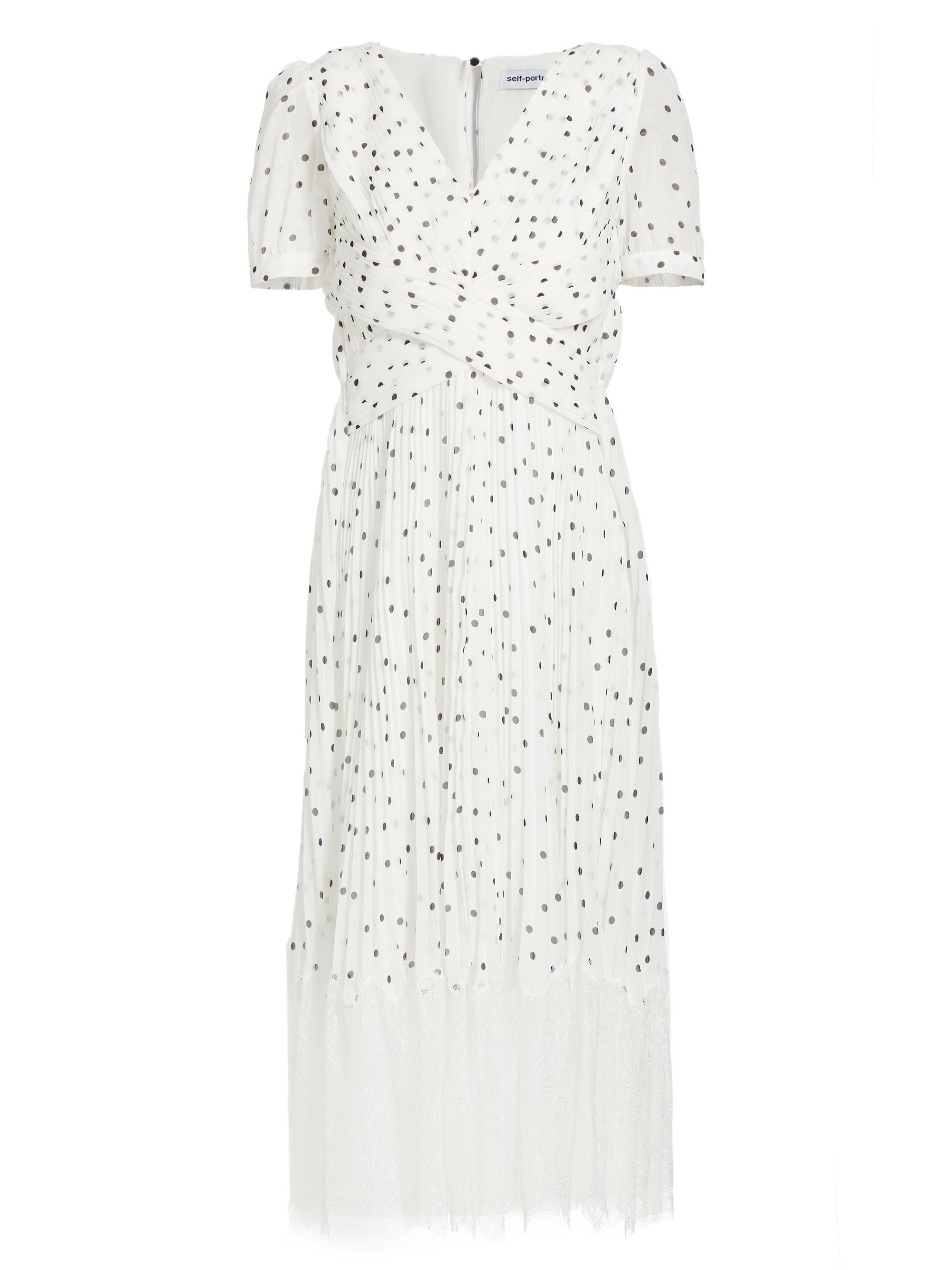 Self-Portrait Crisscross Polka-Dot Midi-Dress | Saks Fifth Avenue