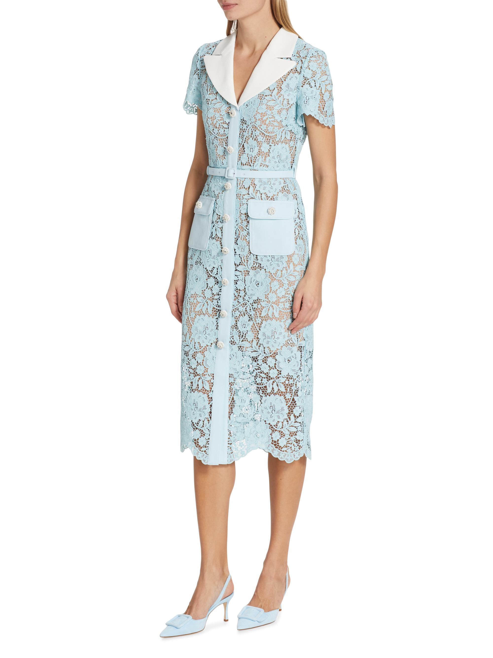 Self-Portrait Cord Lace Belted Midi-Dress | Saks Fifth Avenue