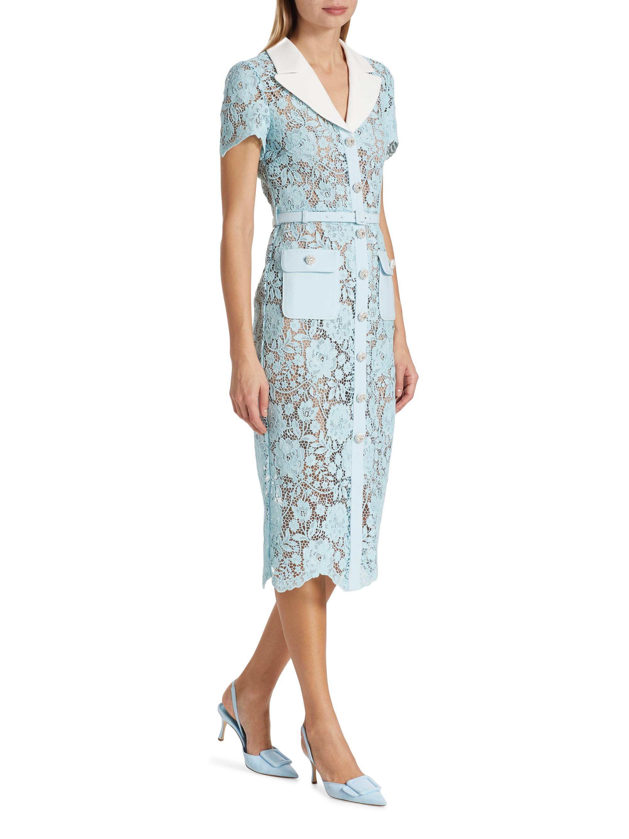 Self-Portrait Cord Lace Belted Midi-Dress | Saks Fifth Avenue