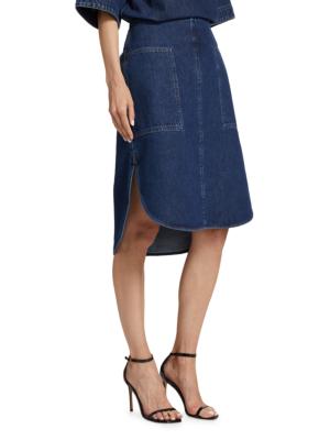 TOTEME side-slit wool straight skirt - Blue