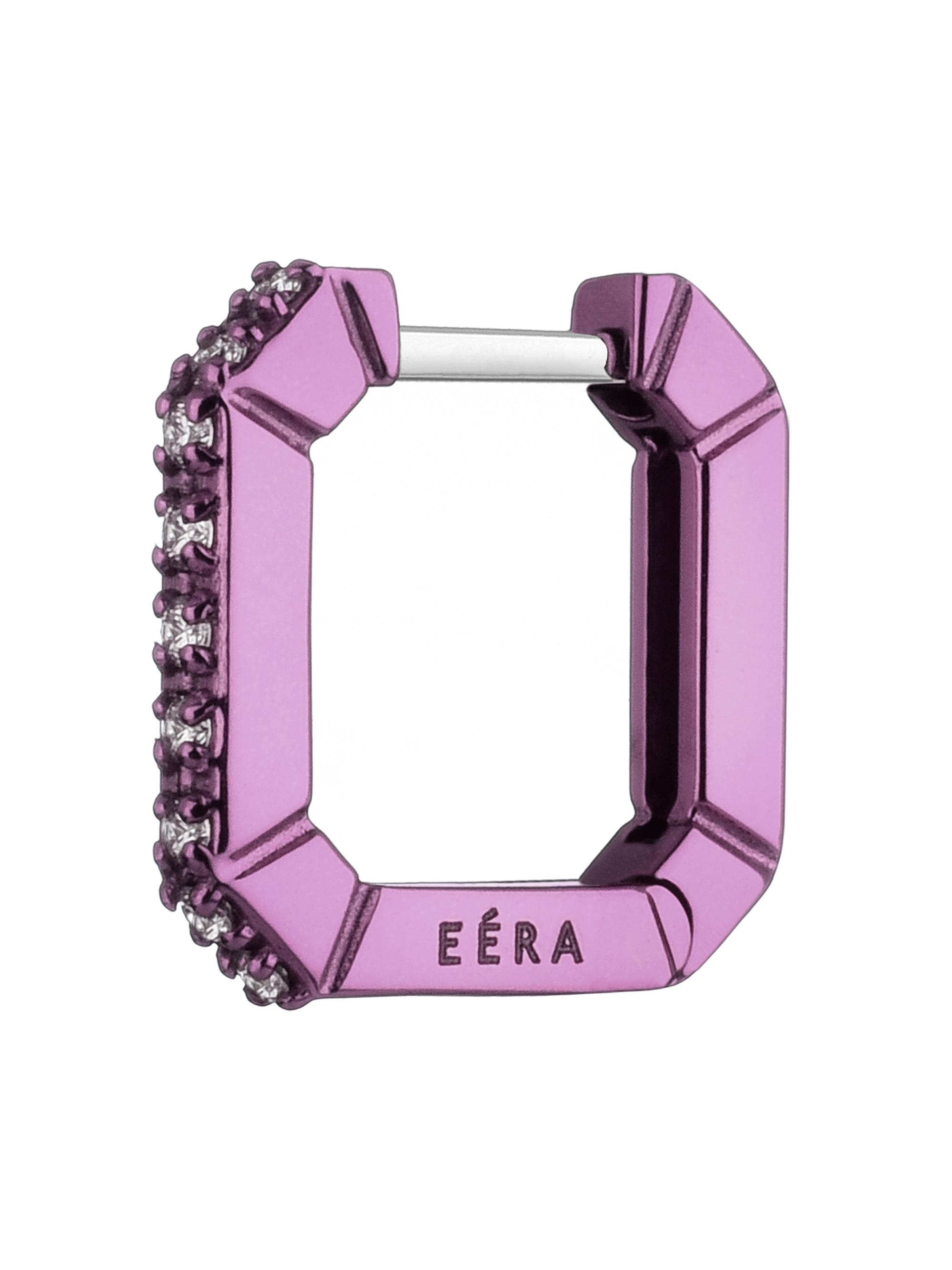 Eéra Women's Mini Candy 18K White Gold & 0.0765 TCW Diamond Geometric Hoop Earring - Purple