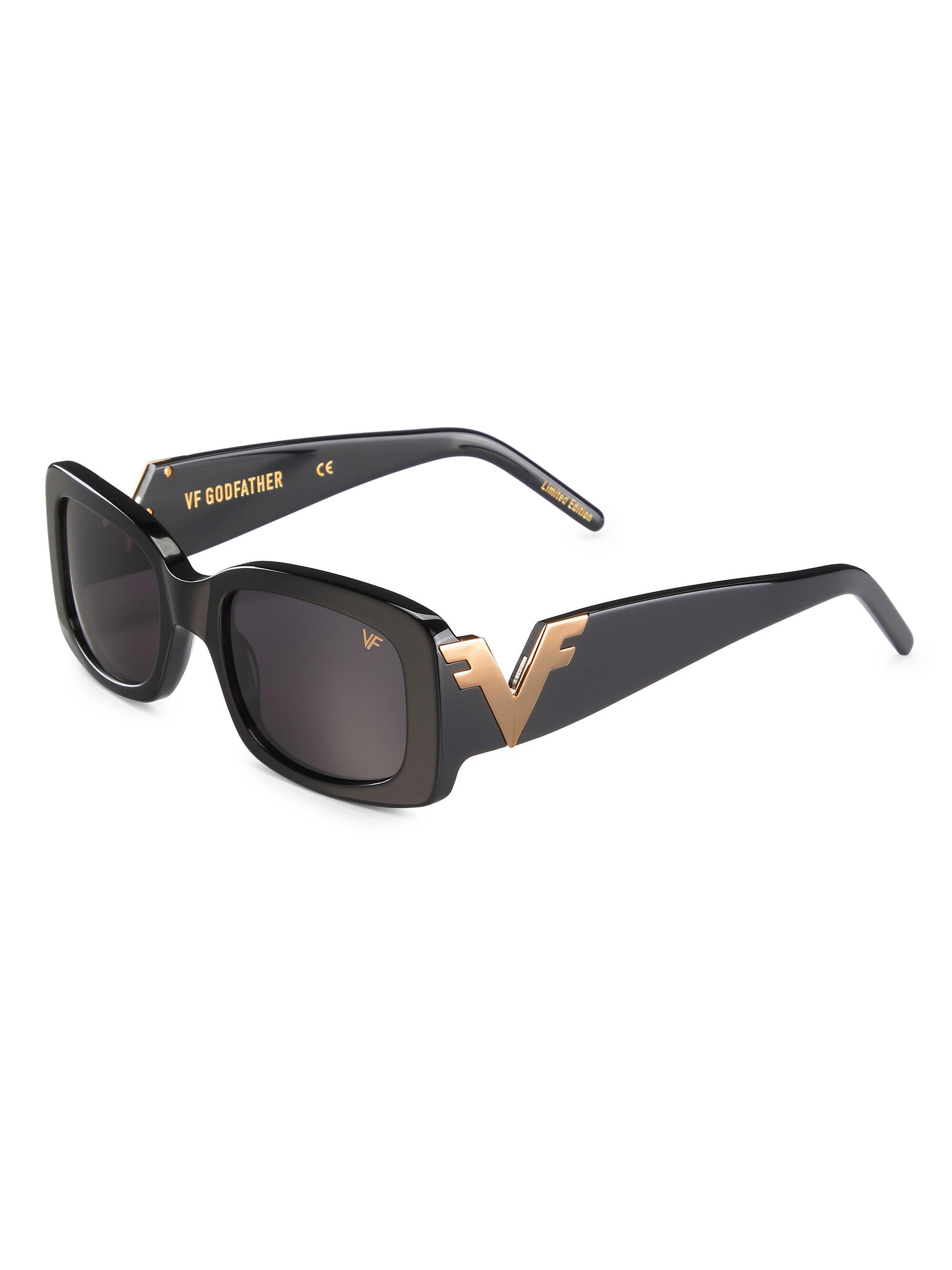 Vintage Frames Company Men's Godfather 59MM Rectangular Sunglasses - Black