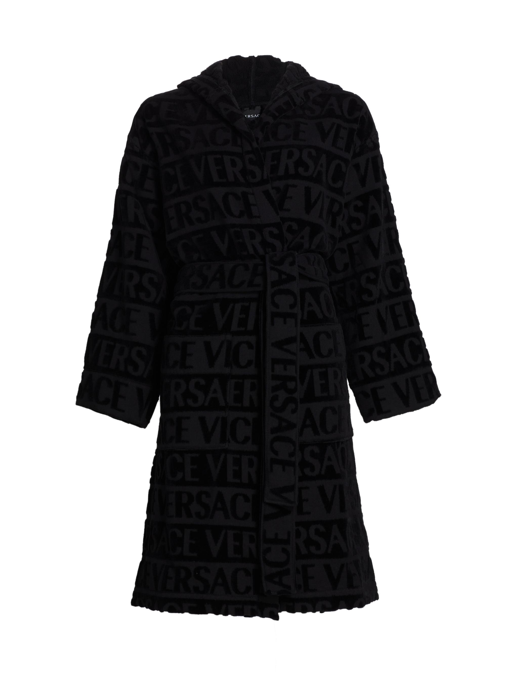Versace Women's Repeat Logo Cotton Robe - Black