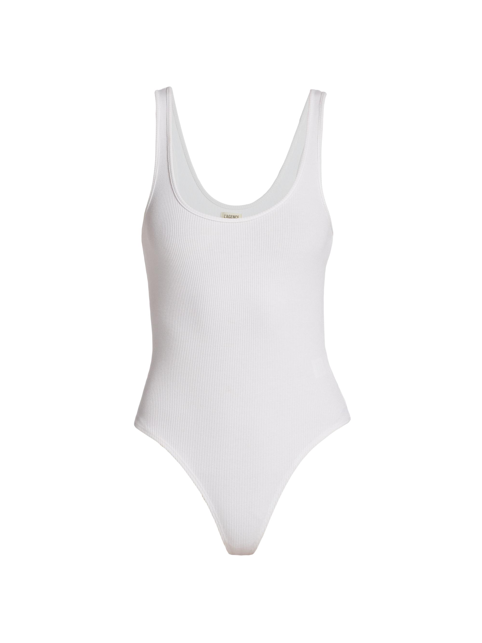 L'AGENCE Women's Nica Scoopneck Rib-Knit Bodysuit - White | Thumbnail 8