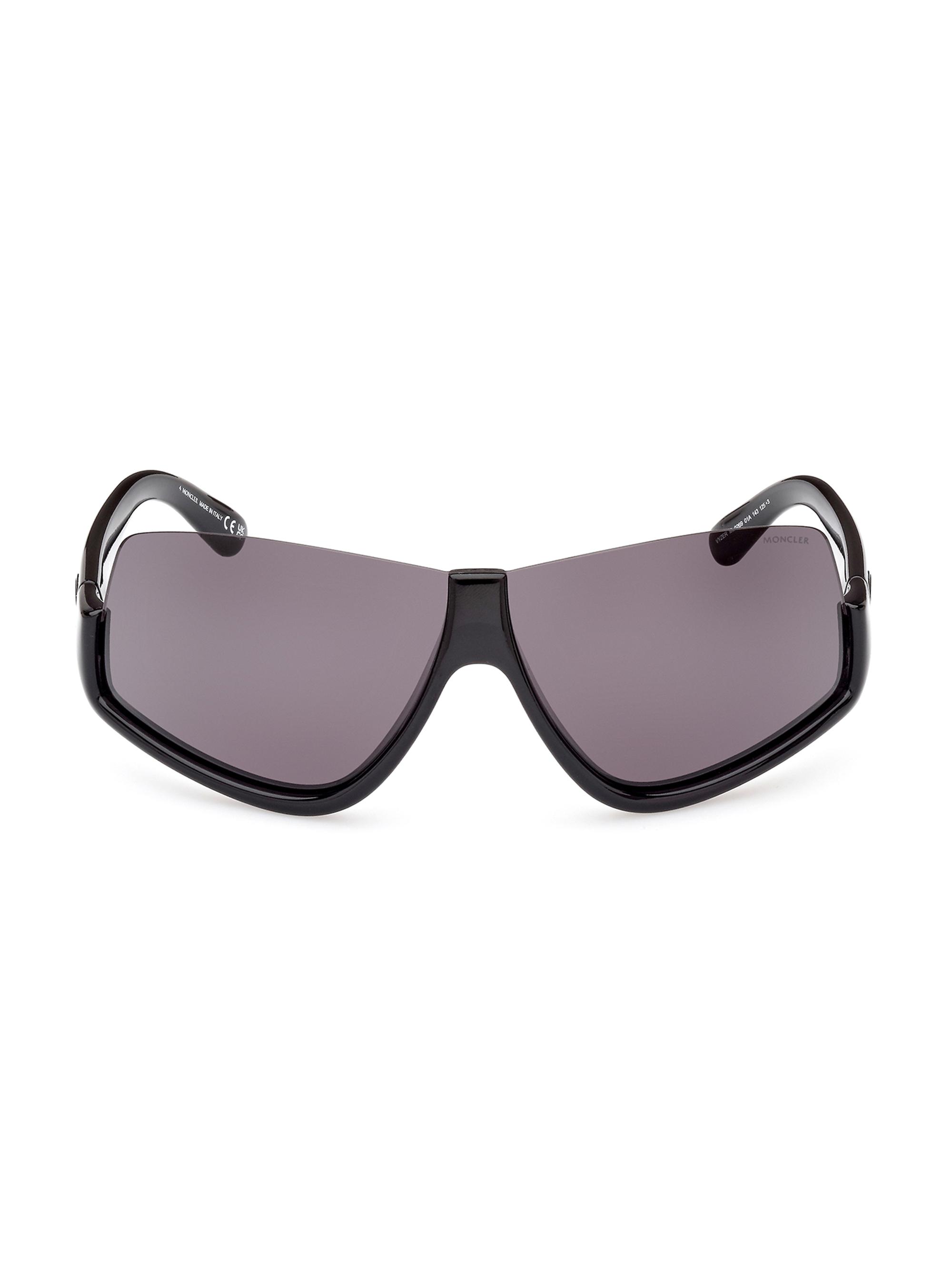 Moncler Men's  Shield Sunglasses - Shiny Black Smoke