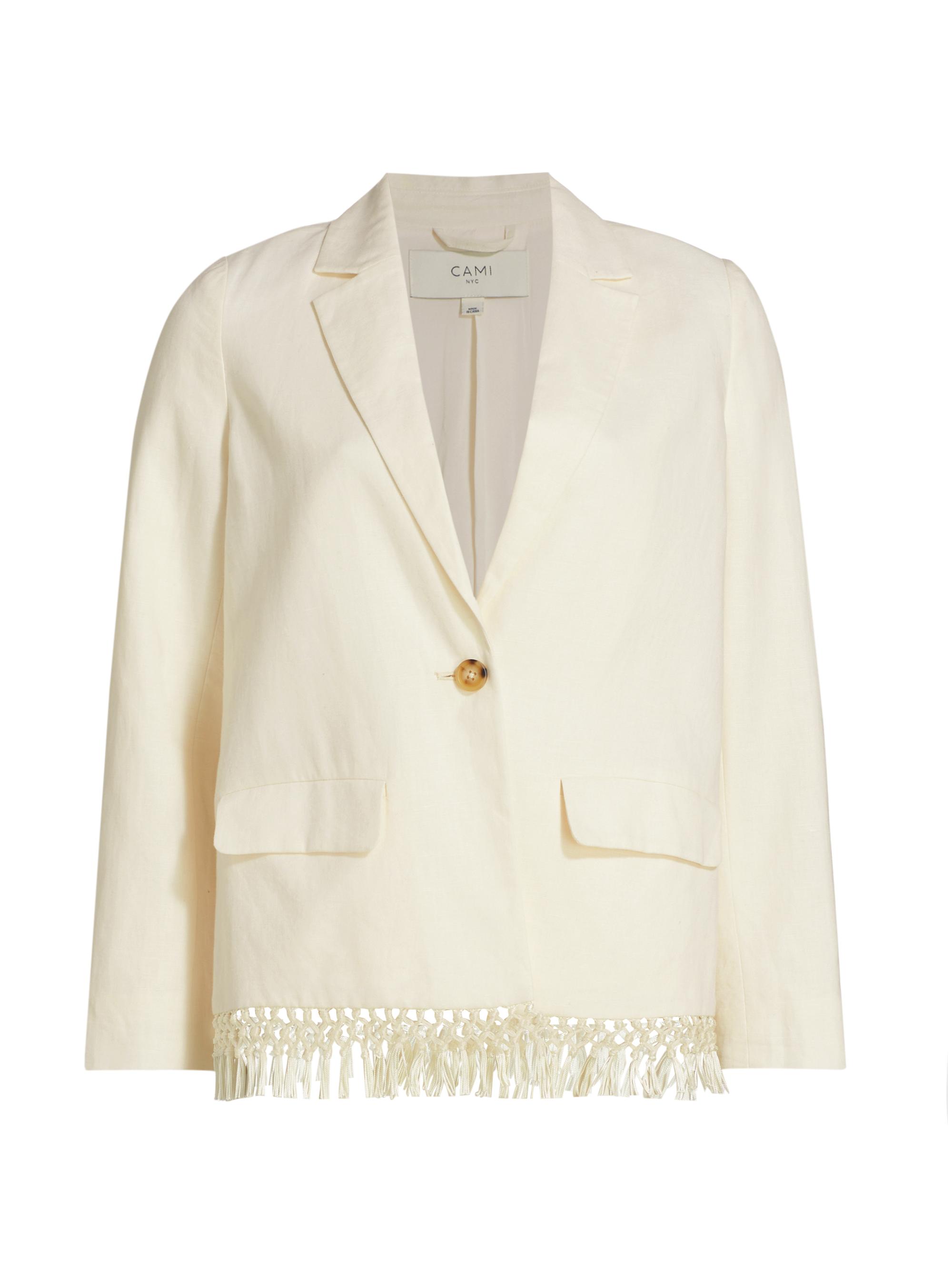 Cami NYC Women's Chitra Fringe-Trim Linen Jacket - Macadamia