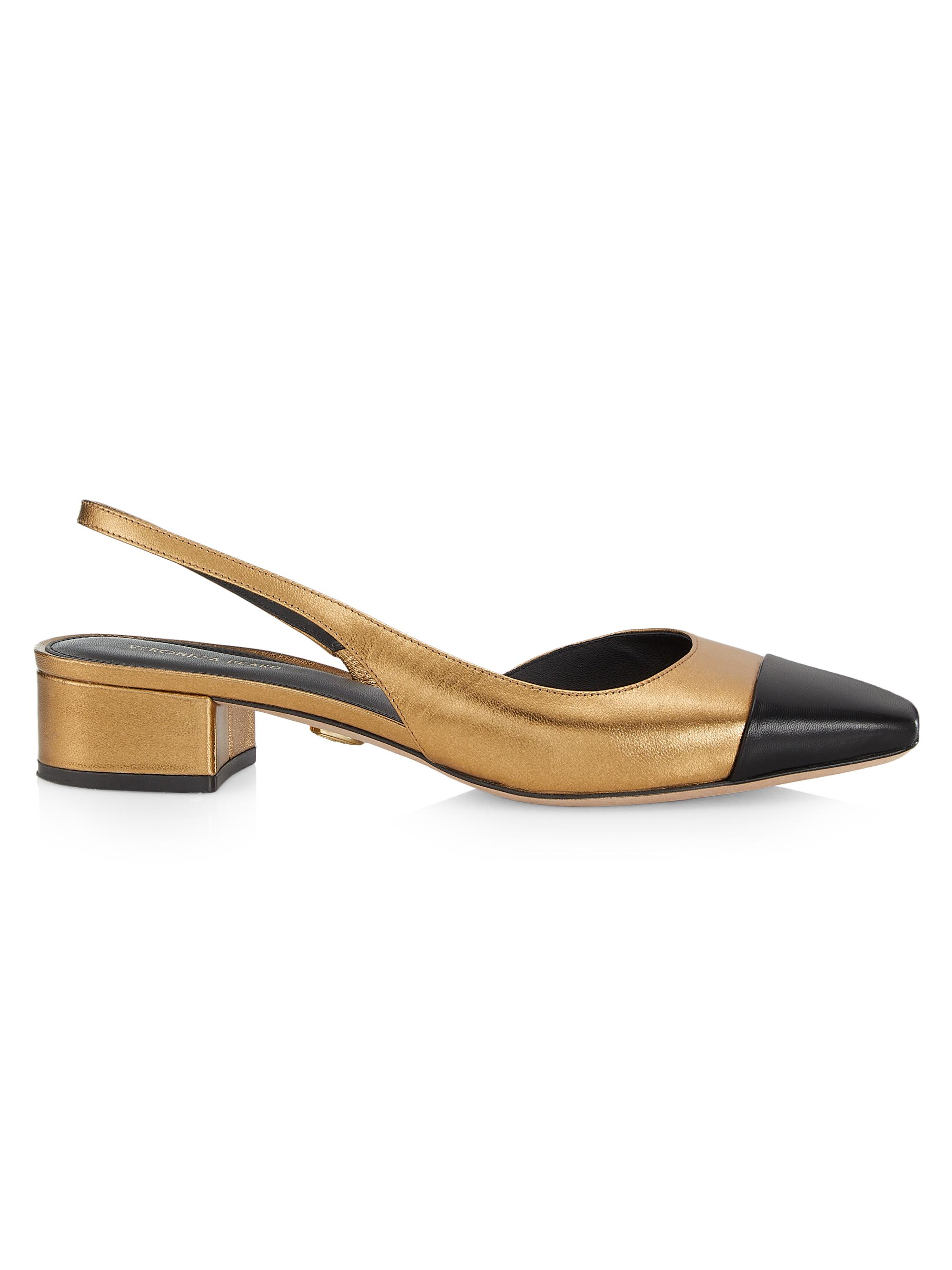 Veronica Beard Cecile 30MM Metallic Leather Slingback Pumps | Saks