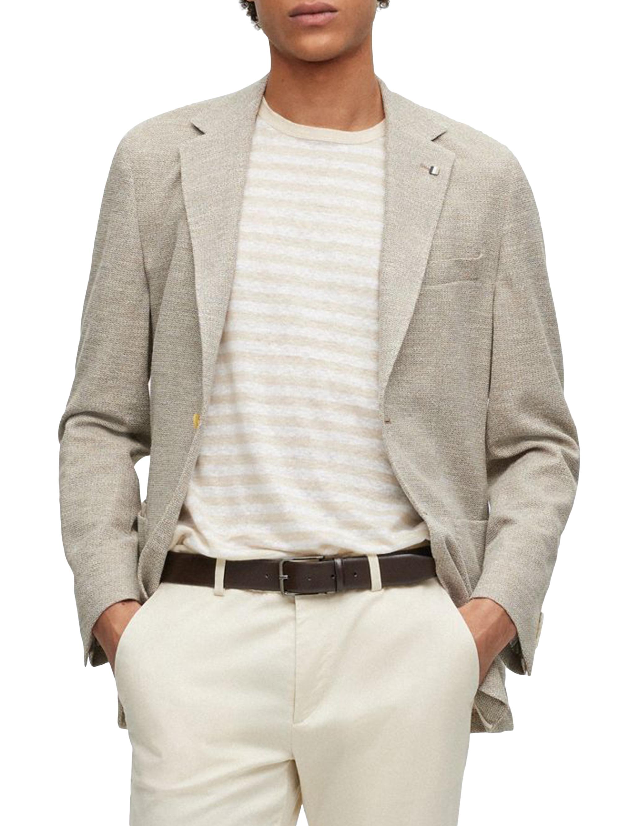 BOSS Men's Regular-Fit Jacket in Micro-Patterned Cloth - Beige