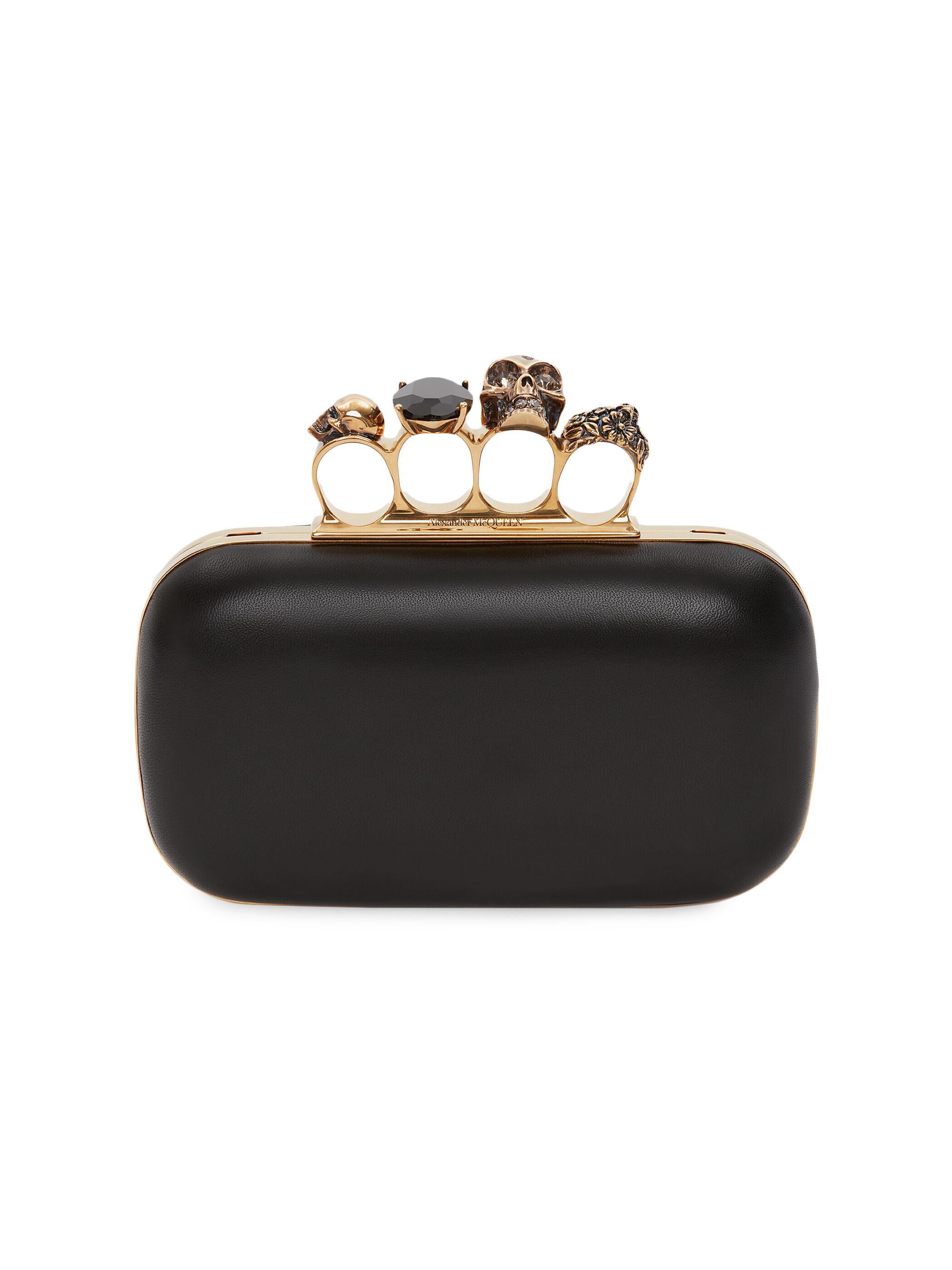 McQueen Women's Leather Jewelled Box Clutch - Black