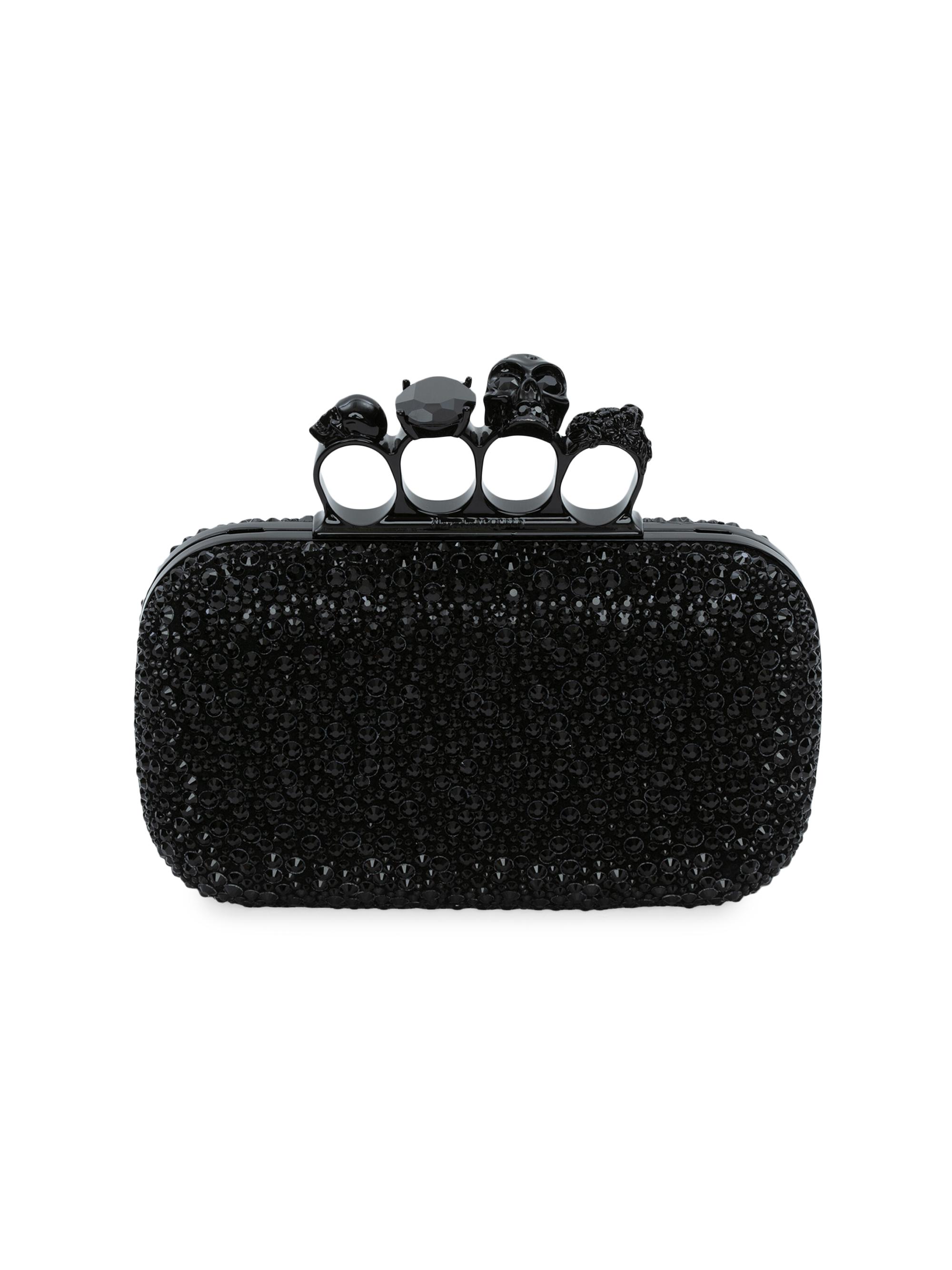 McQueen Women's Black Out Strass Jewelled Box Clutch - Black
