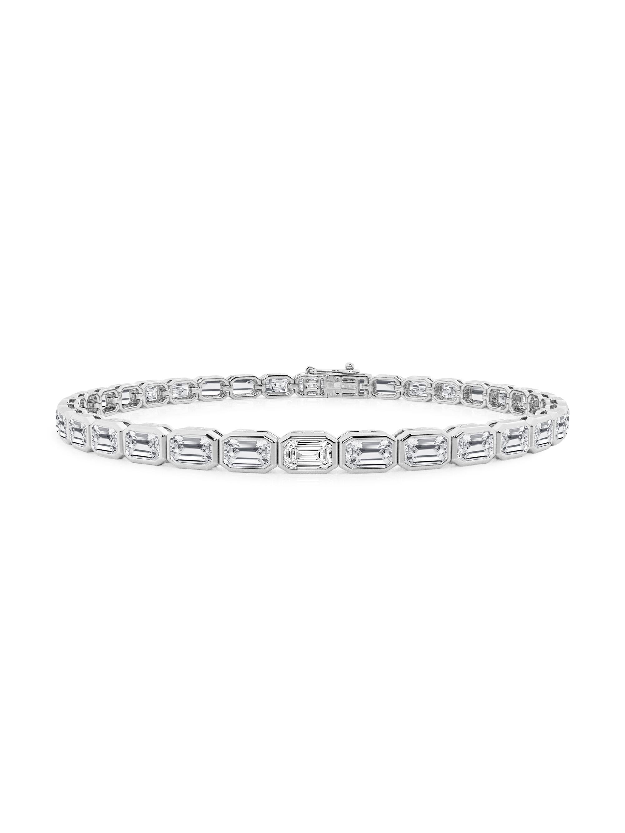 Saks Fifth Avenue Collection Women's 14K White Gold & 6.50 TCW Bezel-Set Emerald-Cut Diamond Tennis Bracelet - White Gold