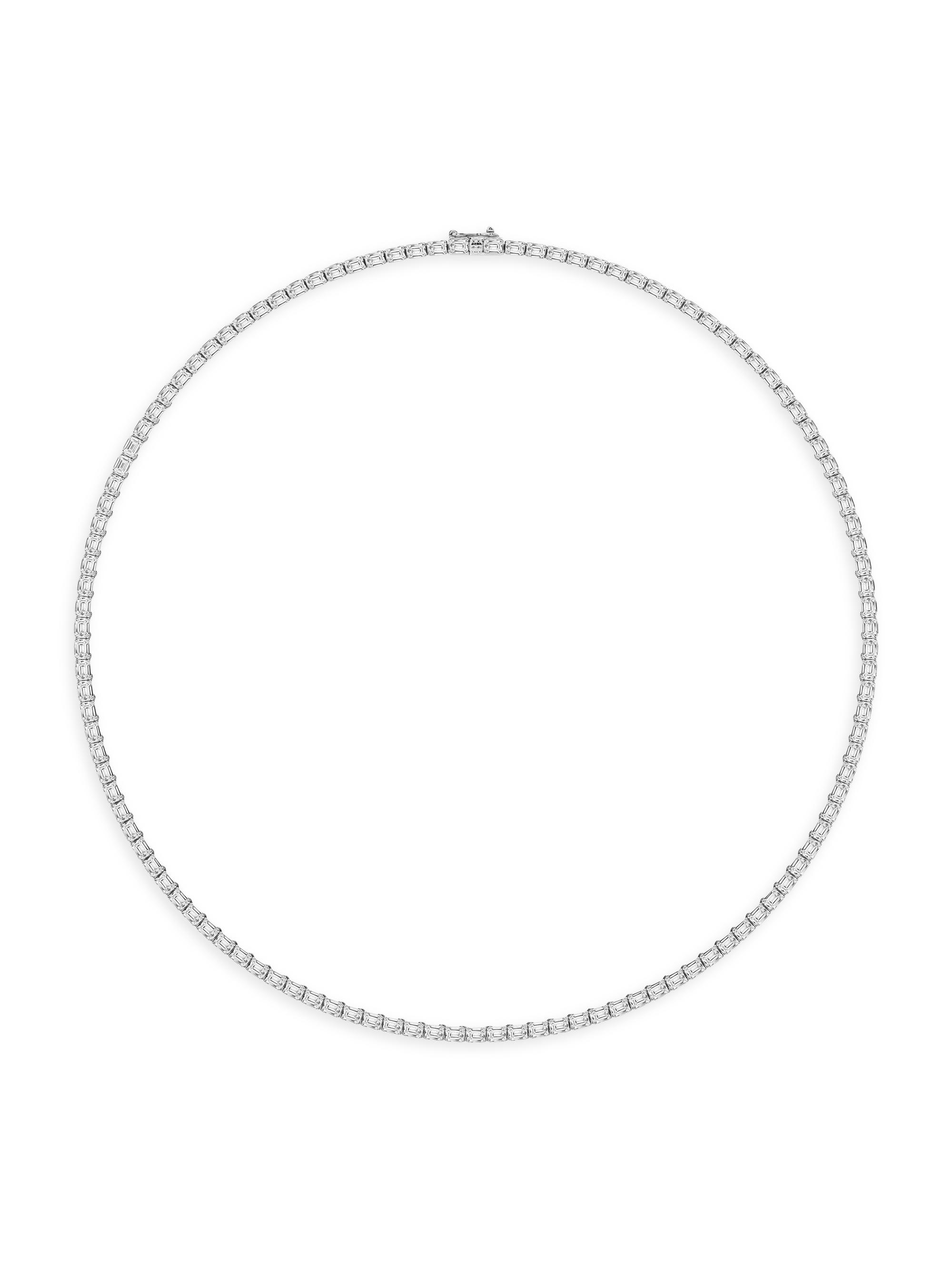 Saks Fifth Avenue Collection Women's 14K White Gold & 13.00 TCW Emerald-Cut Natural Diamond Tennis Necklace/16" - White Gold