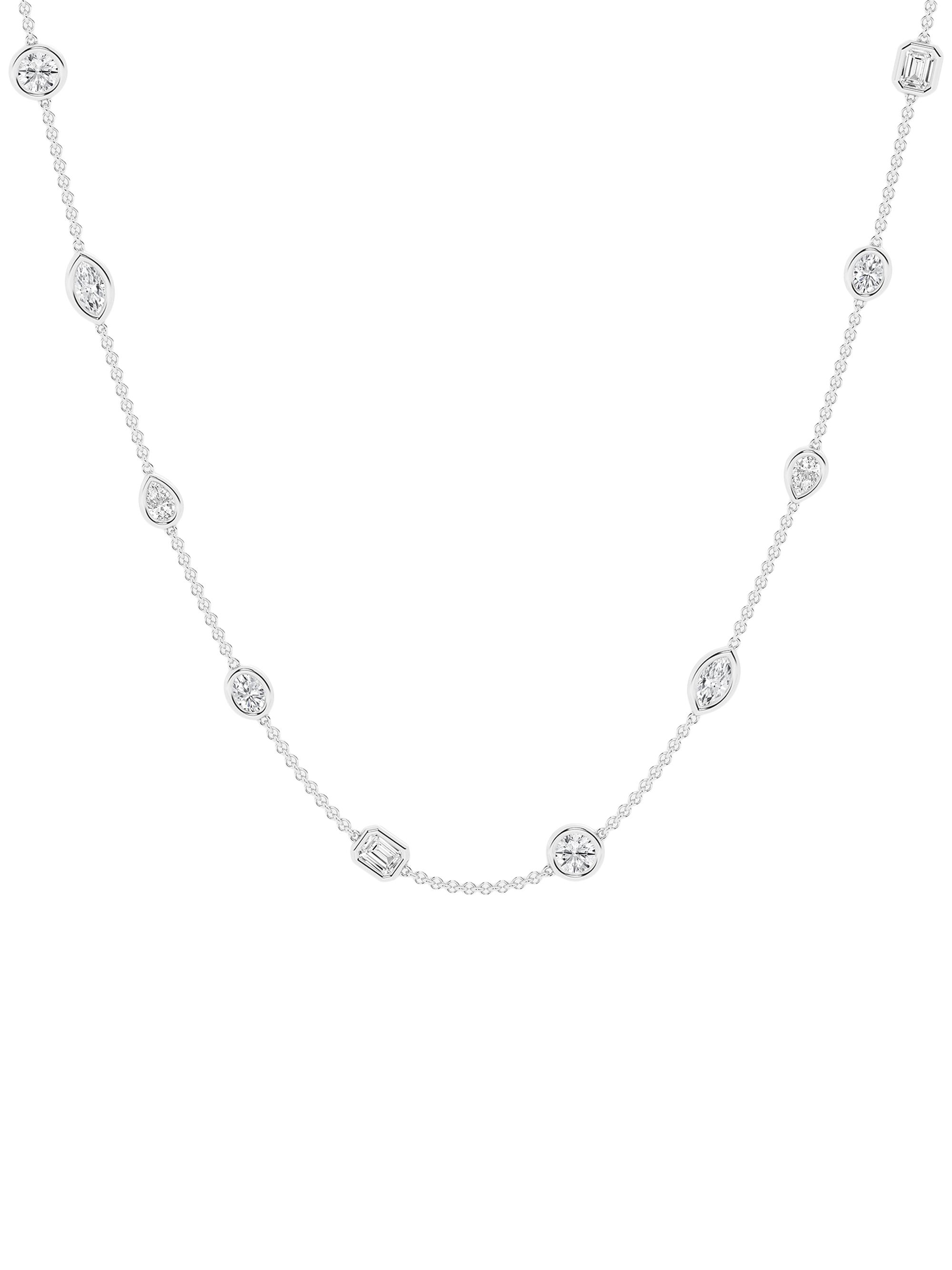 Saks Fifth Avenue Collection Women's 14K White Gold & 3 TCW Natural Diamond Station Necklace - White Gold