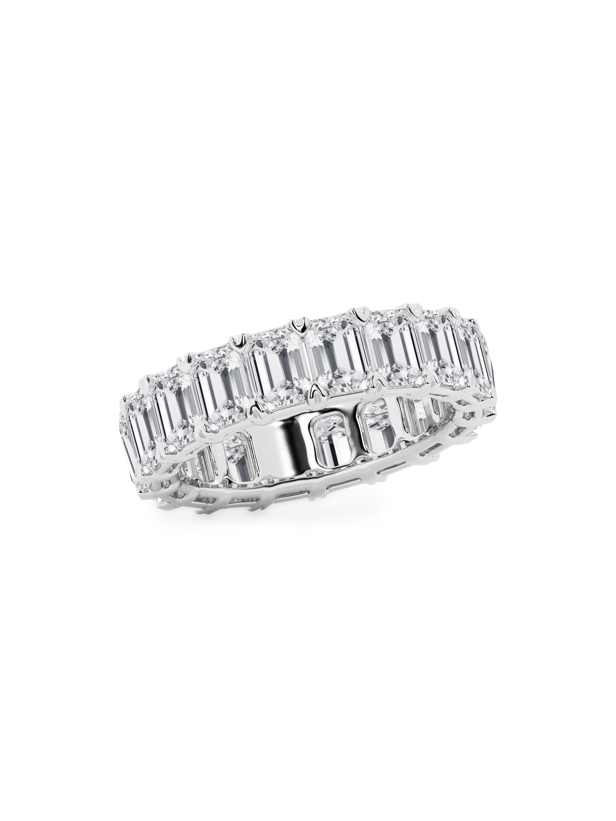 Saks Fifth Avenue Collection Women's 14K White Gold & Emerald-Cut Natural Diamond Eternity Band - 6 Tcw