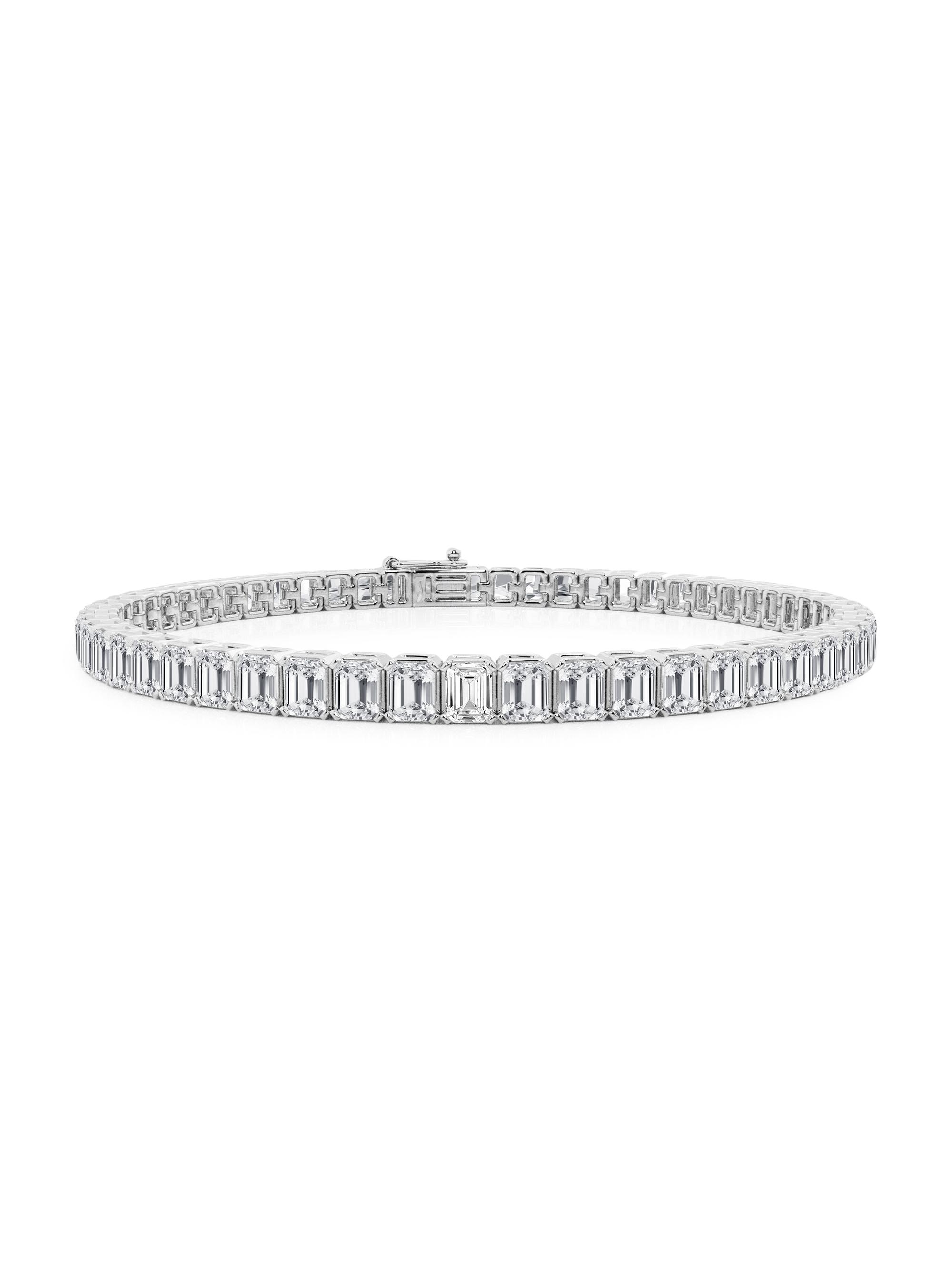 Saks Fifth Avenue Collection Women's 14K White Gold & 12.50 TCW Emerald-Cut Natural Diamond Tennis Bracelet - 12.5 Tcw