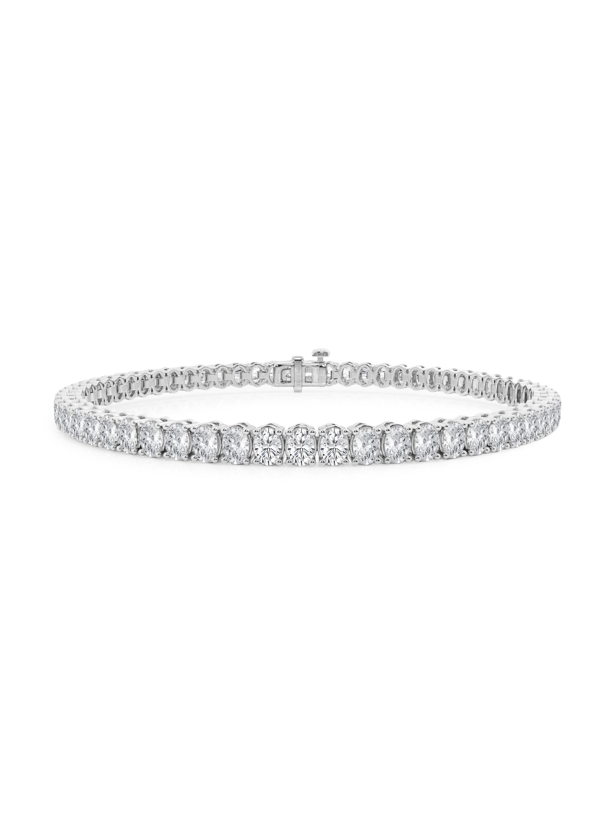 Saks Fifth Avenue Collection Women's 14K White Gold & 7.00 TCW Oval Natural Diamond Tennis Bracelet - White Gold