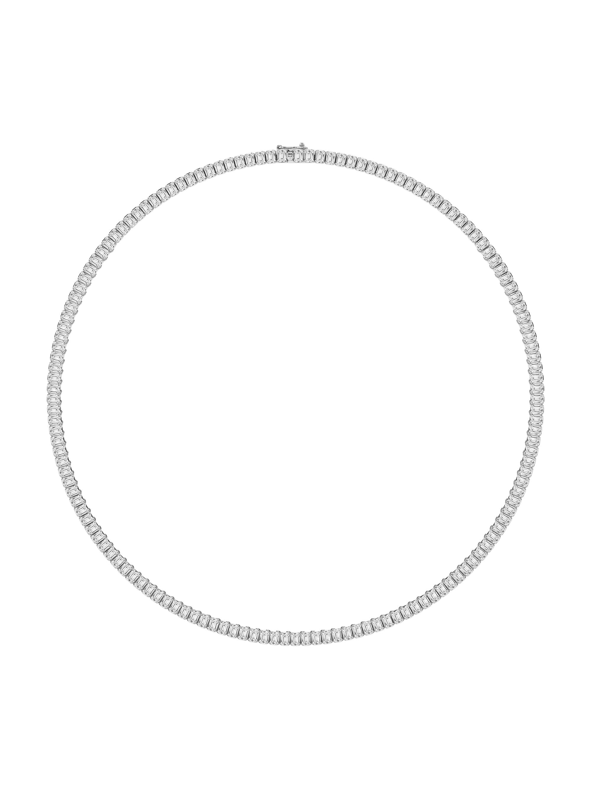 Saks Fifth Avenue Collection Women's 14K White Gold & 21.00 TCW Emerald-Cut Natural Diamond Tennis Necklace/16" - White Gold
