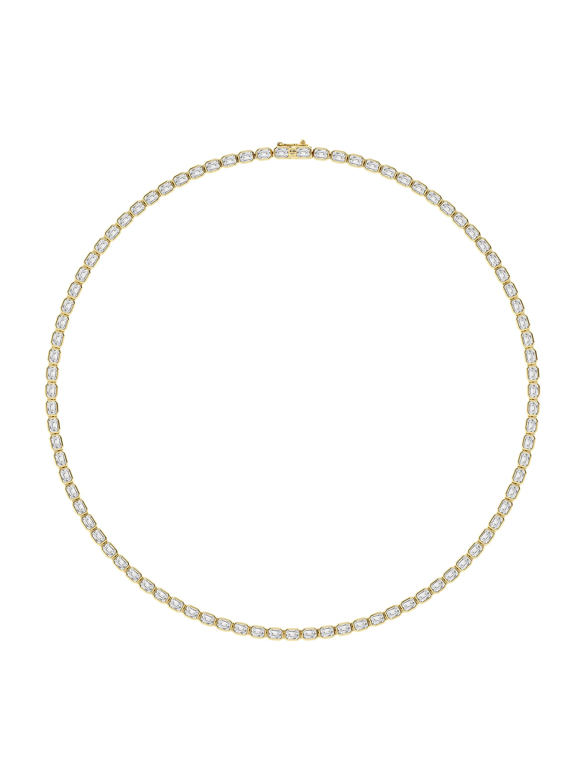 Saks Fifth Avenue Collection Women's 14K Yellow Gold & 13 TCW Emerald-Cut Diamond Bezel Tennis Necklace - Yellow Gold