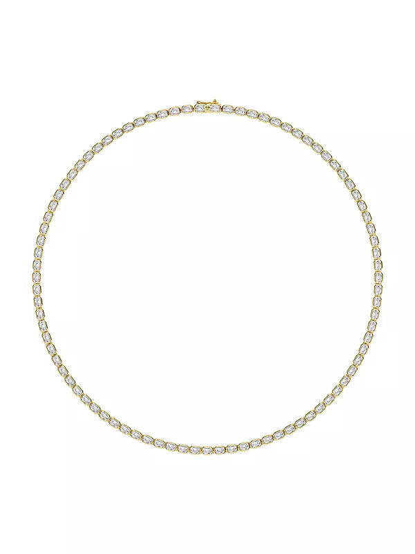 14K Yellow Gold & 13 TCW Emerald-Cut Diamond Bezel Tennis Necklace