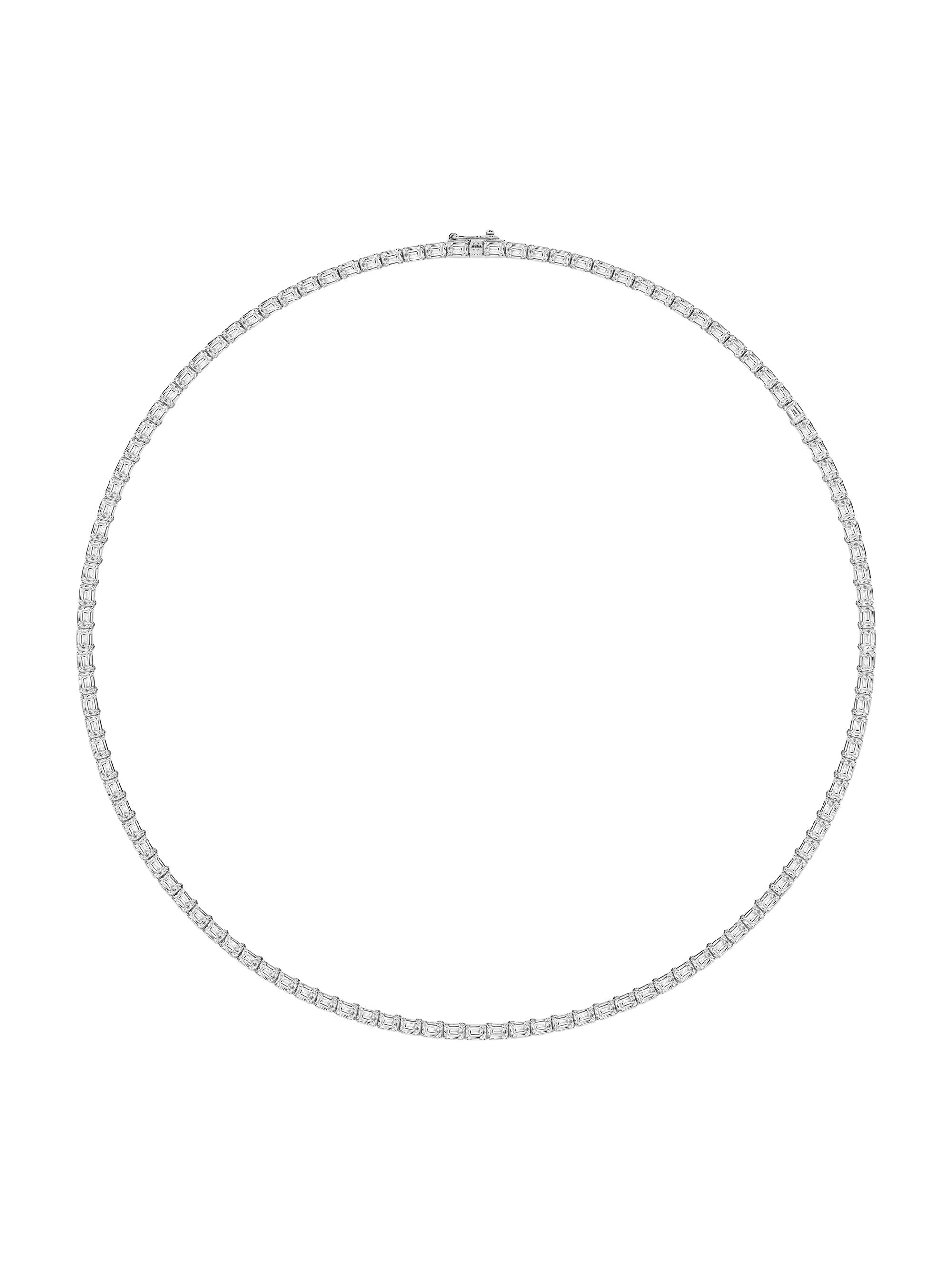 Saks Fifth Avenue Collection Women's 14K White Gold & 15.40 TCW Emerald-Cut Diamond Tennis Necklace - White Gold