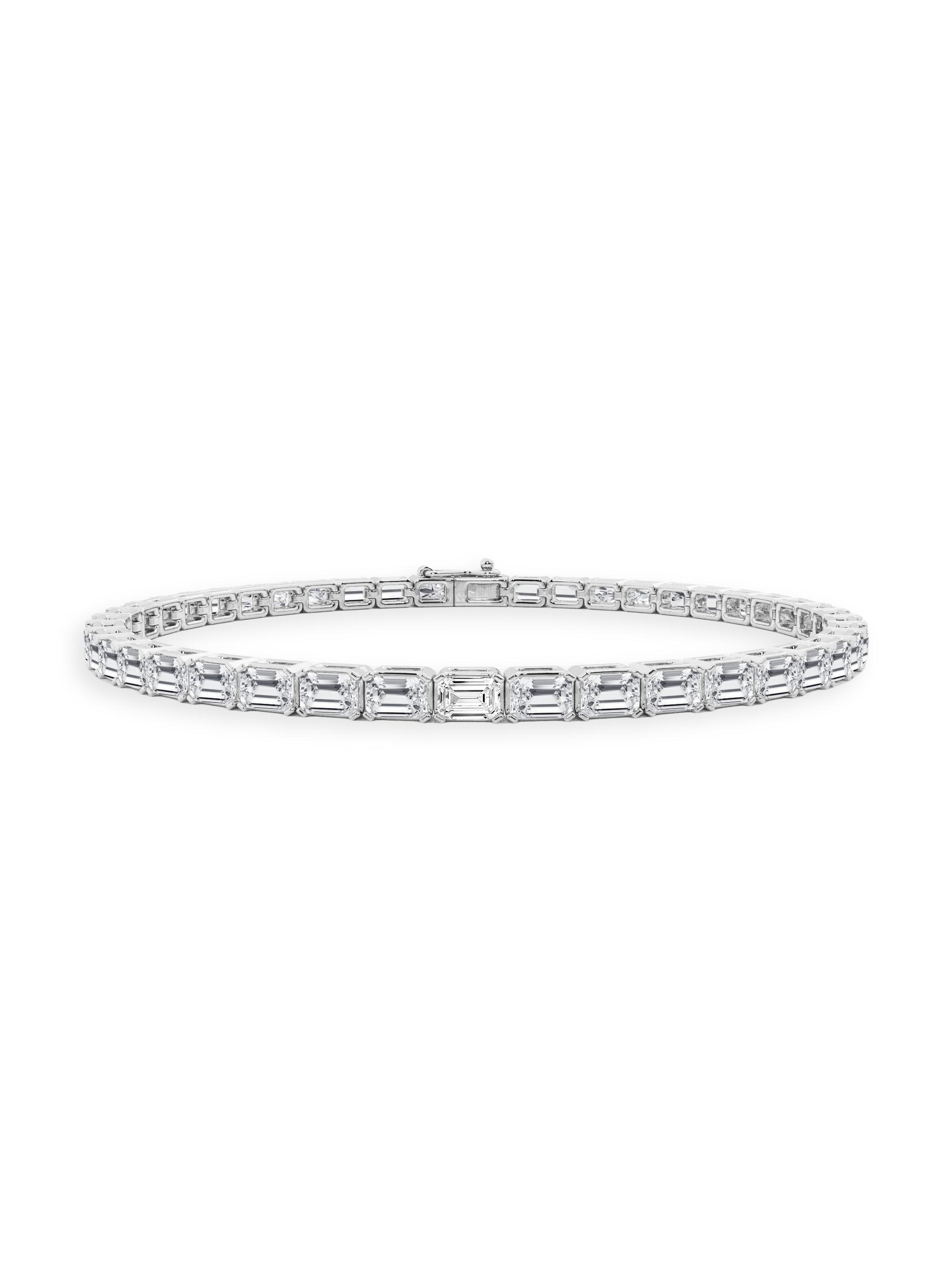Saks Fifth Avenue Collection Women's 14K White Gold & 9.00 TCW Emerald-Cut Natural Diamond Tennis Bracelet - White Gold