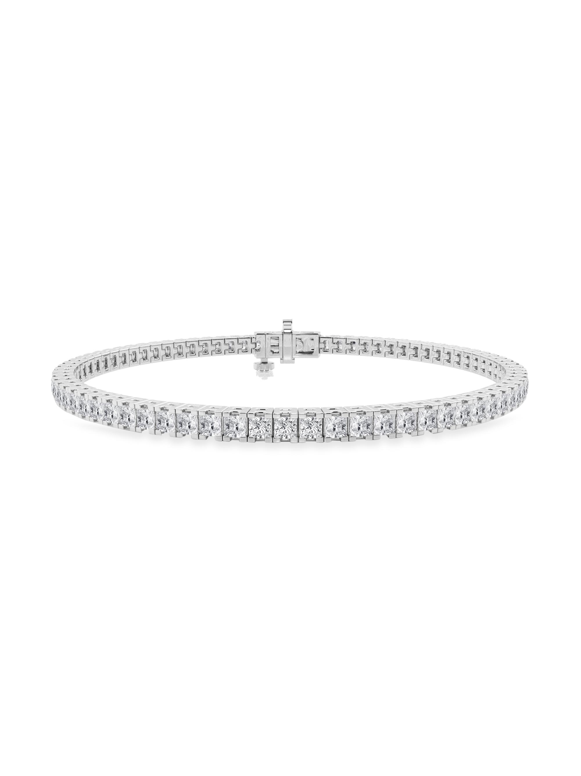 Saks Fifth Avenue Collection Women's 14K White Gold & 5.00 TCW Princess-Cut Natural Diamond Tennis Bracelet - White Gold