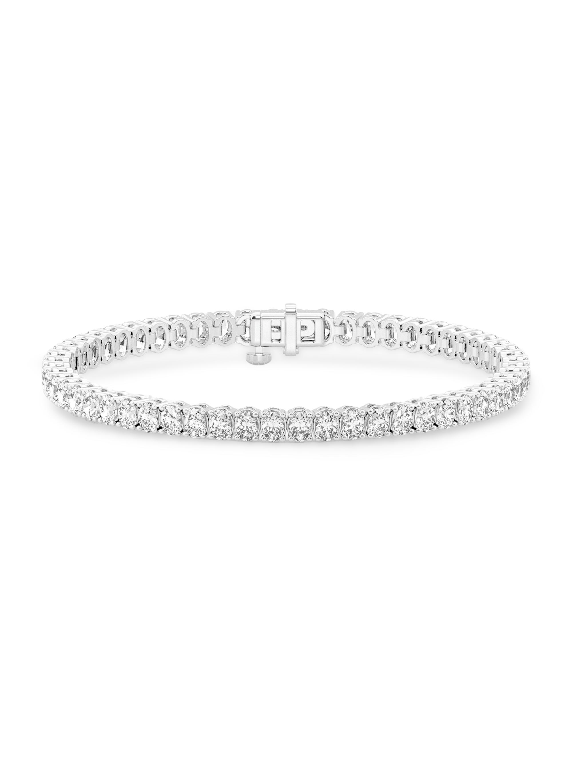 Saks Fifth Avenue Collection Women's 14K White Gold & 8.25 TCW Oval Natural Diamond Tennis Bracelet - White Gold