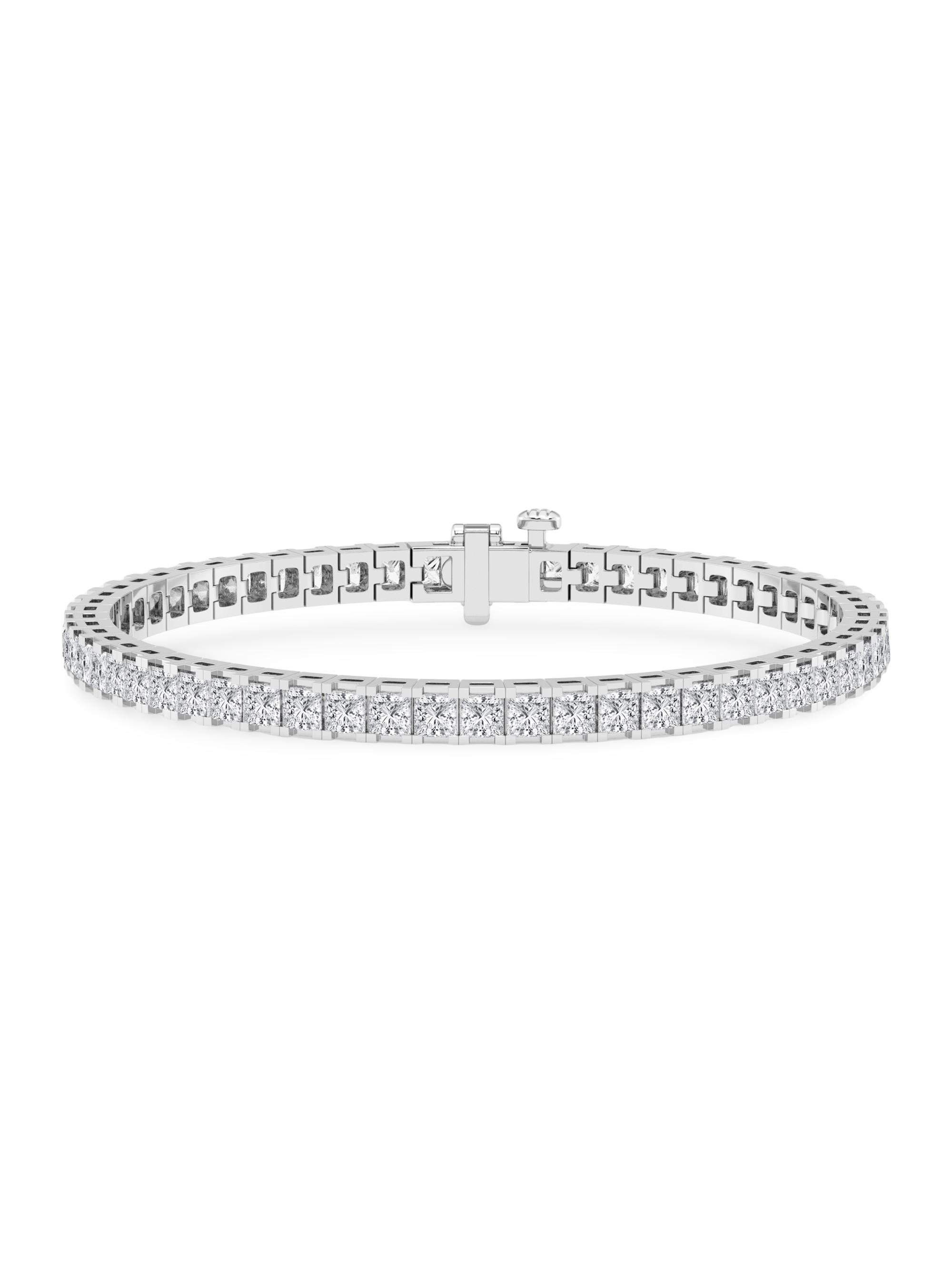Saks Fifth Avenue Collection Women's 14K White Gold & 8.00 TCW Princess-Cut Natural Diamond Tennis Bracelet - White Gold