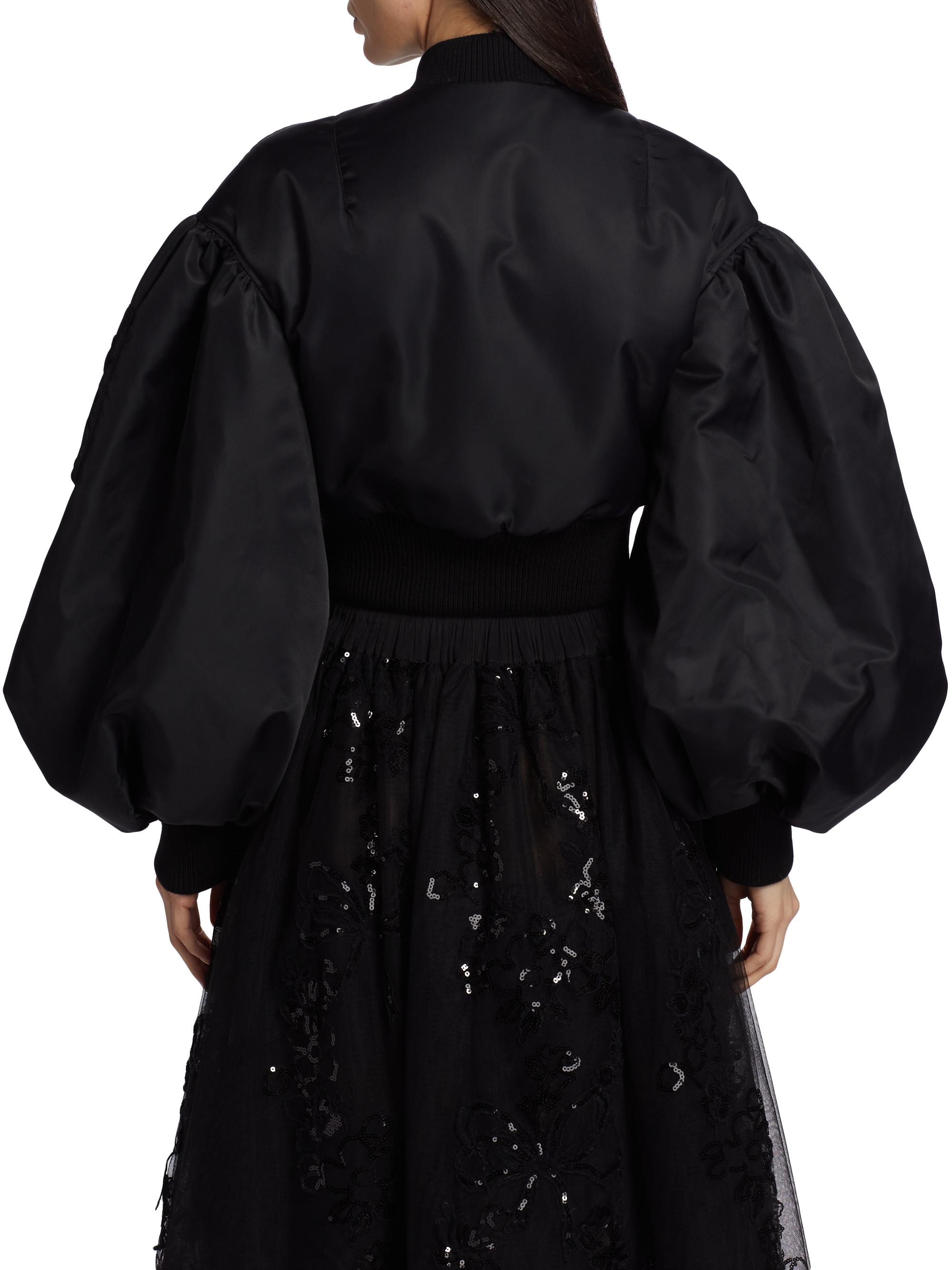 Simone Rocha Embellished Satin Cropped Bomber Jacket | Saks Fifth