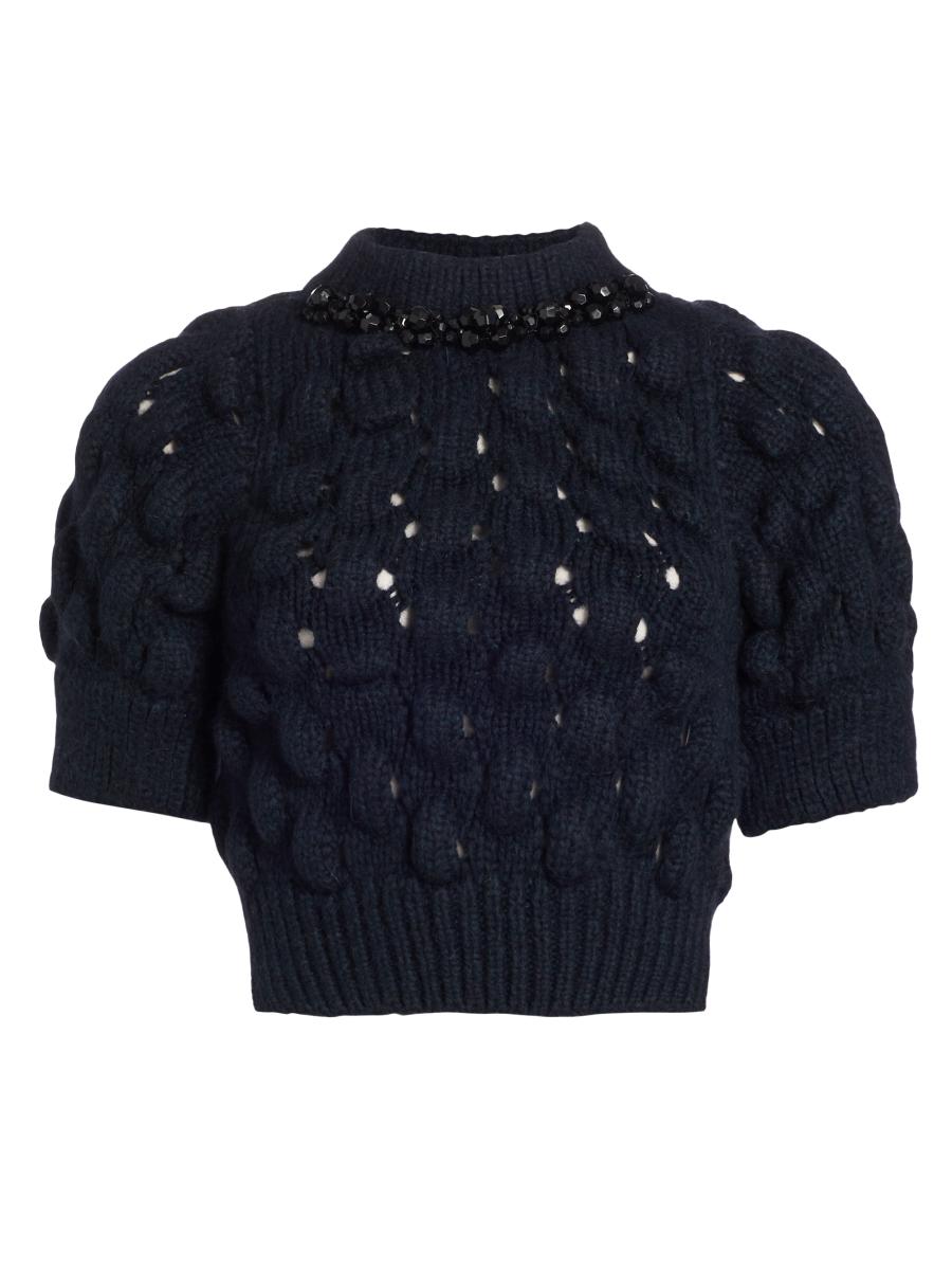Simone Rocha Bubble Embellished Alpaca-Blend Crop Sweater