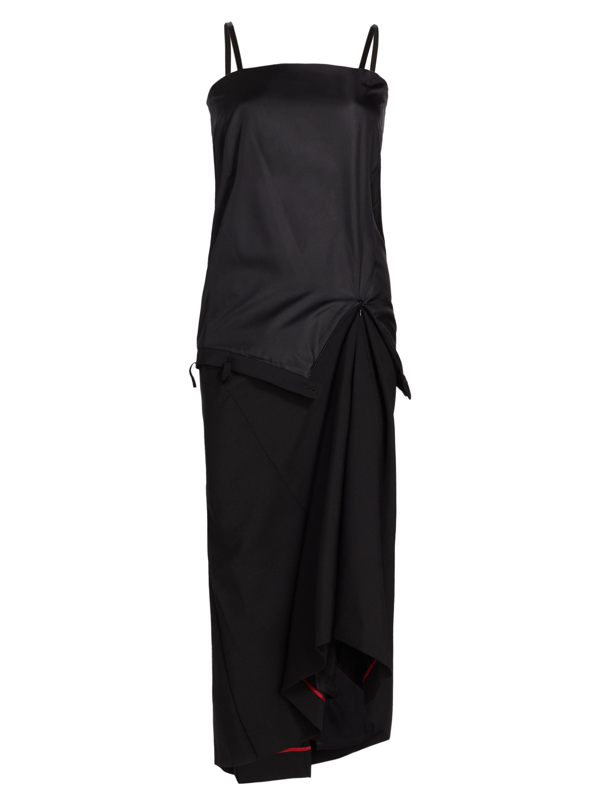 Maison Margiela Women's Satin & Wool Midi-Dress - Black