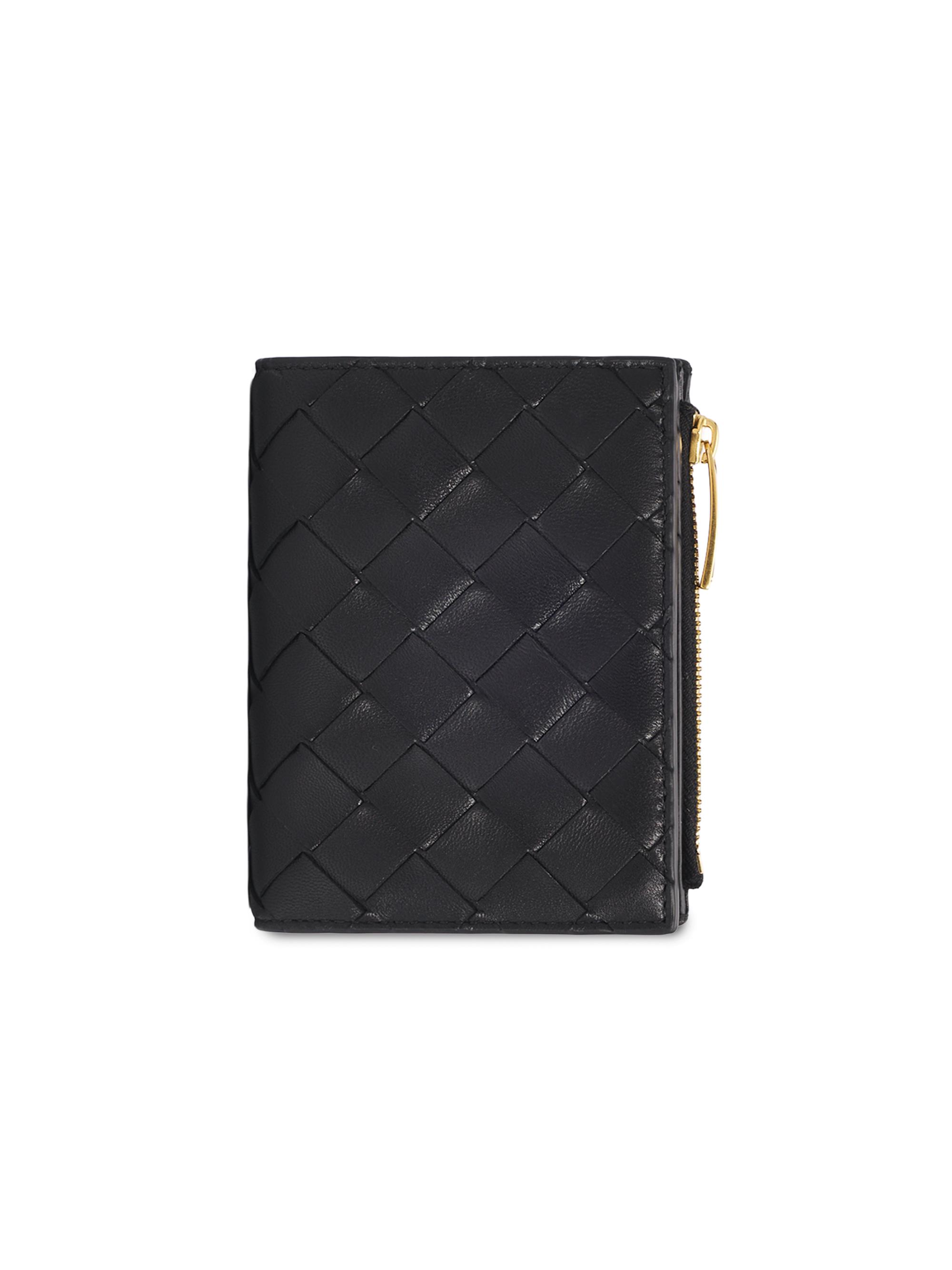 Bottega Veneta Women's Intrecciato Leather Bifold Wallet - Black Gold