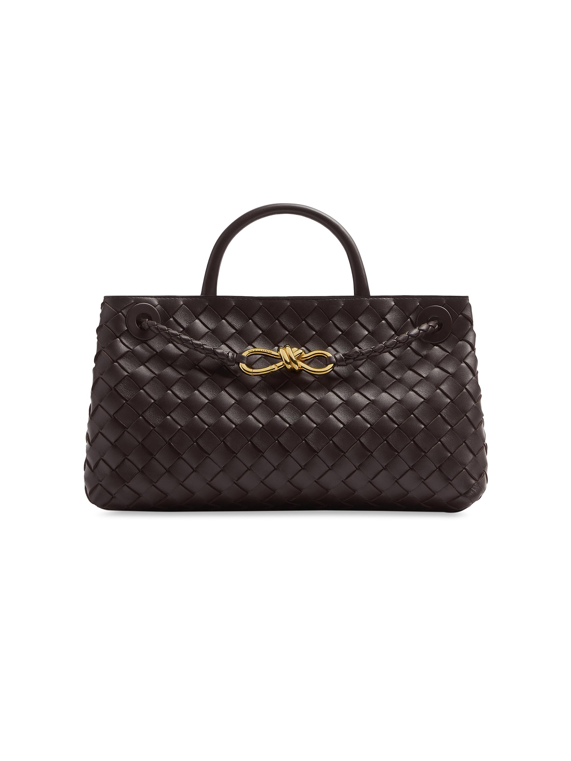 Bottega Veneta Women's  Andiamo Intrecciato Leather Top-Handle Bag - Fondant