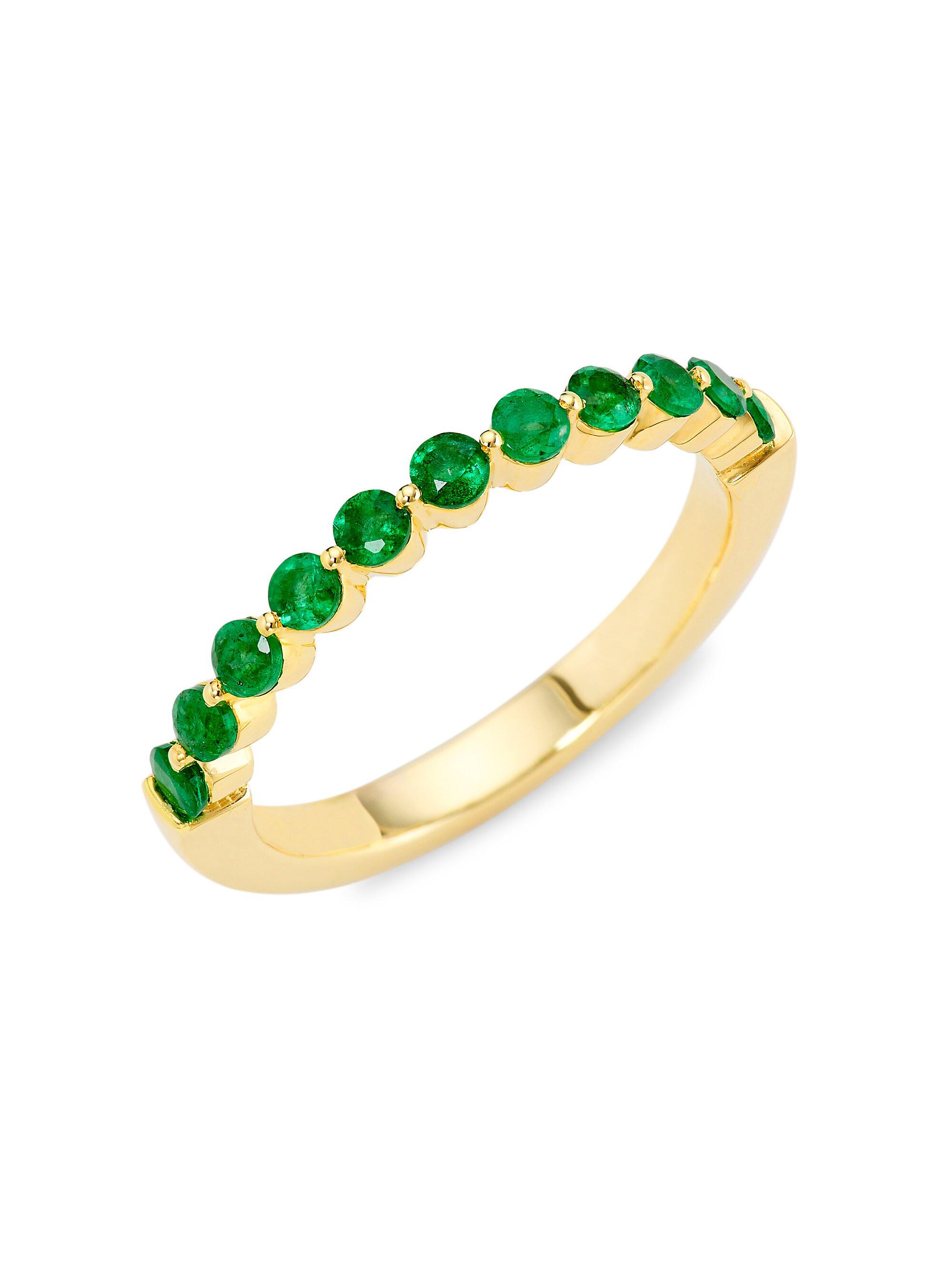 Saks Fifth Avenue Collection Women's 14K Yellow Gold & Emerald Ring - Green